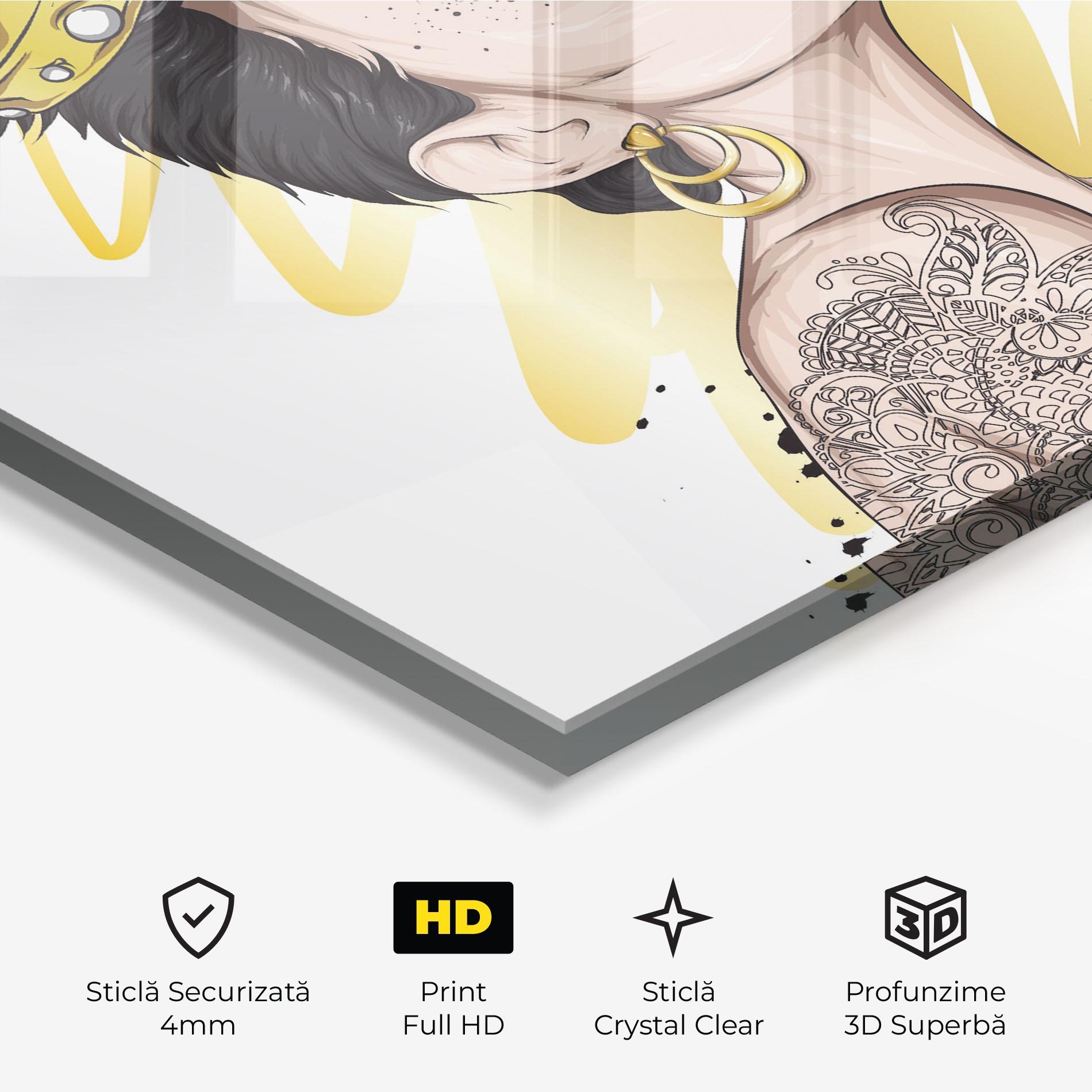 Tablou Sticla Black Hair Crown mockup 3