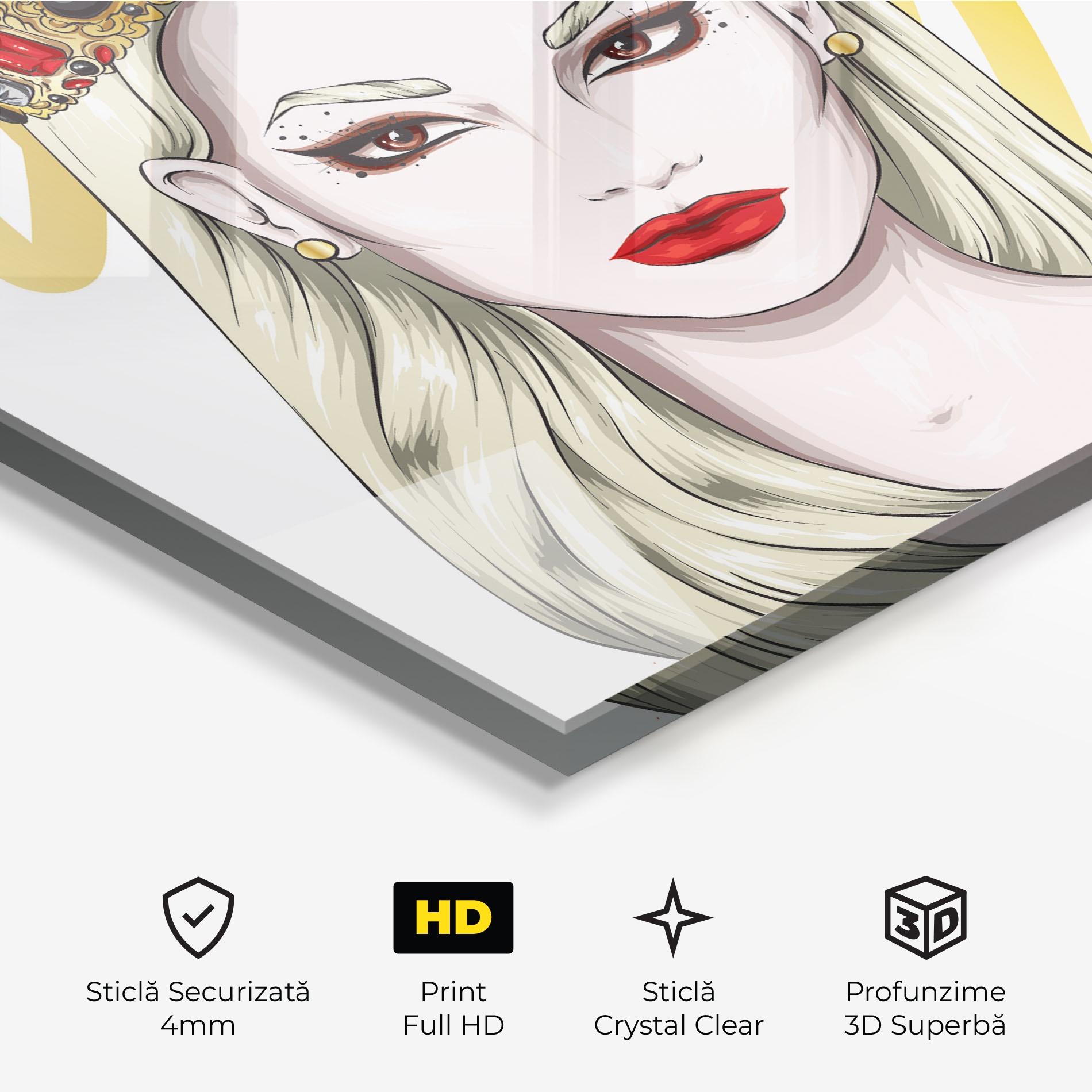 Tablou Sticla Gold Crown Woman mockup 3