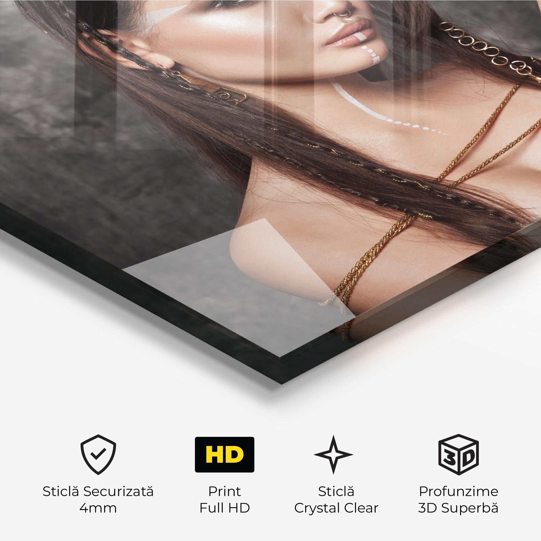 Tablou Sticla Gold Hair Accessory mockup 3
