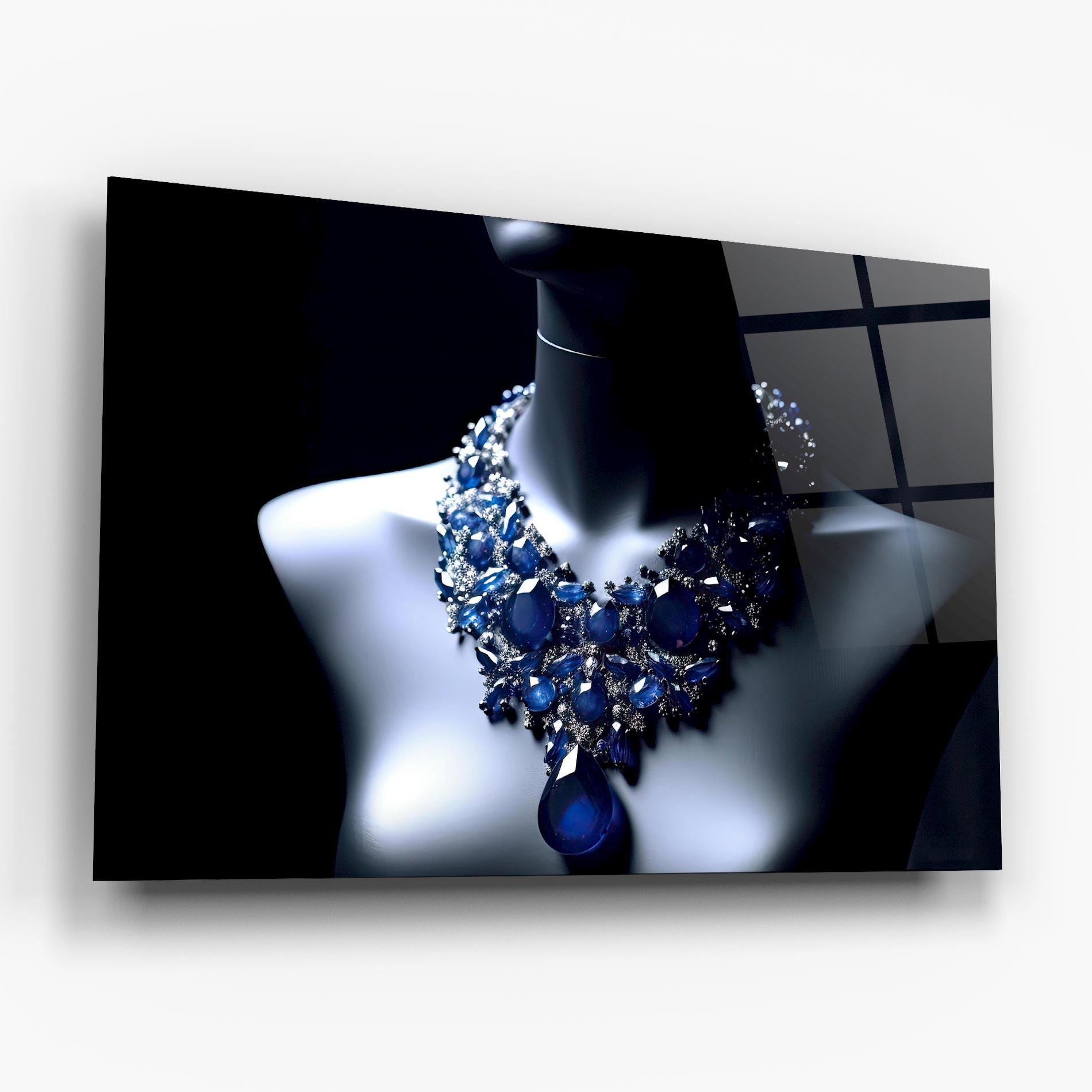 Tablou Sticla Blue Diamonds Necklace mockup 6