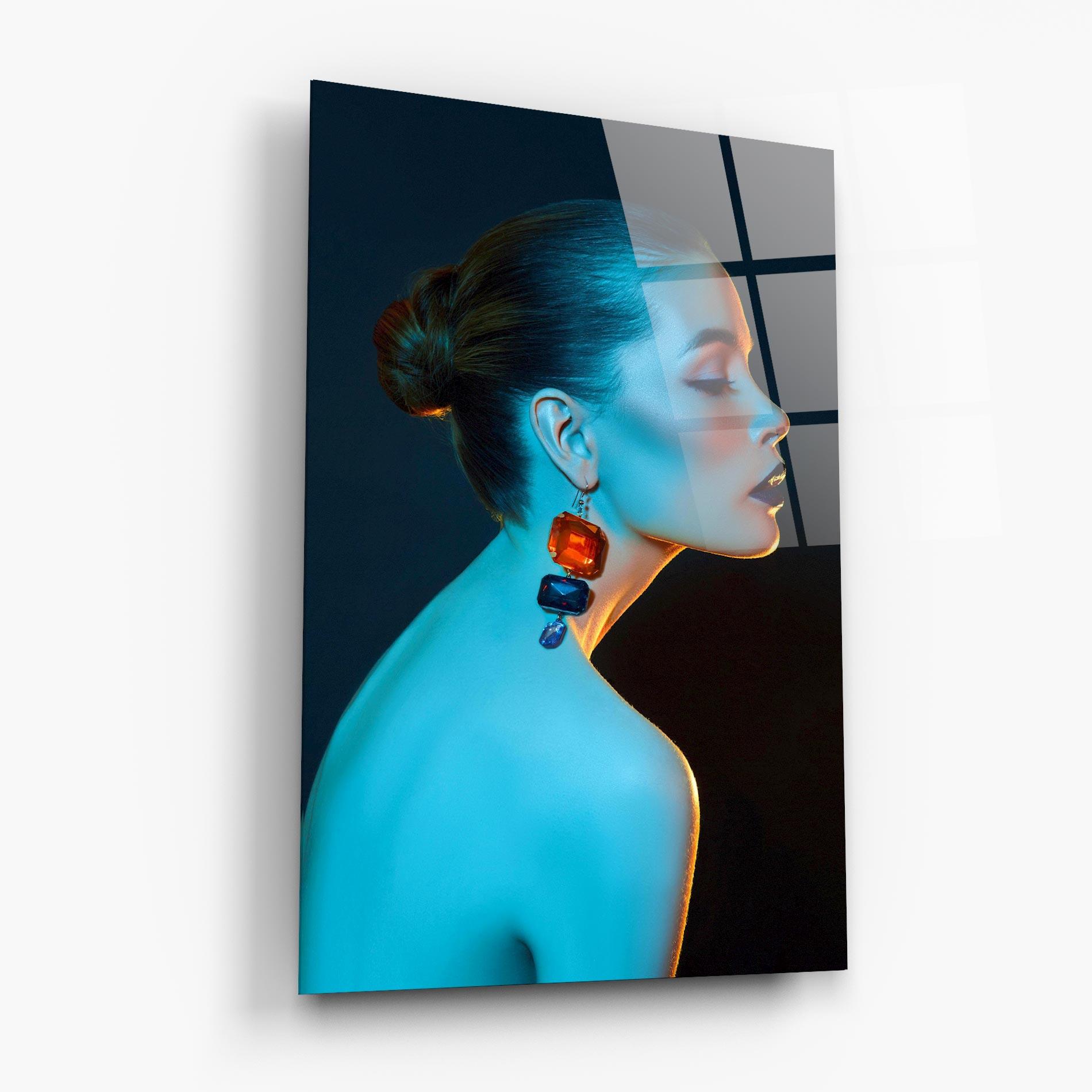 Tablou Sticla Blue Light Earring mockup 6