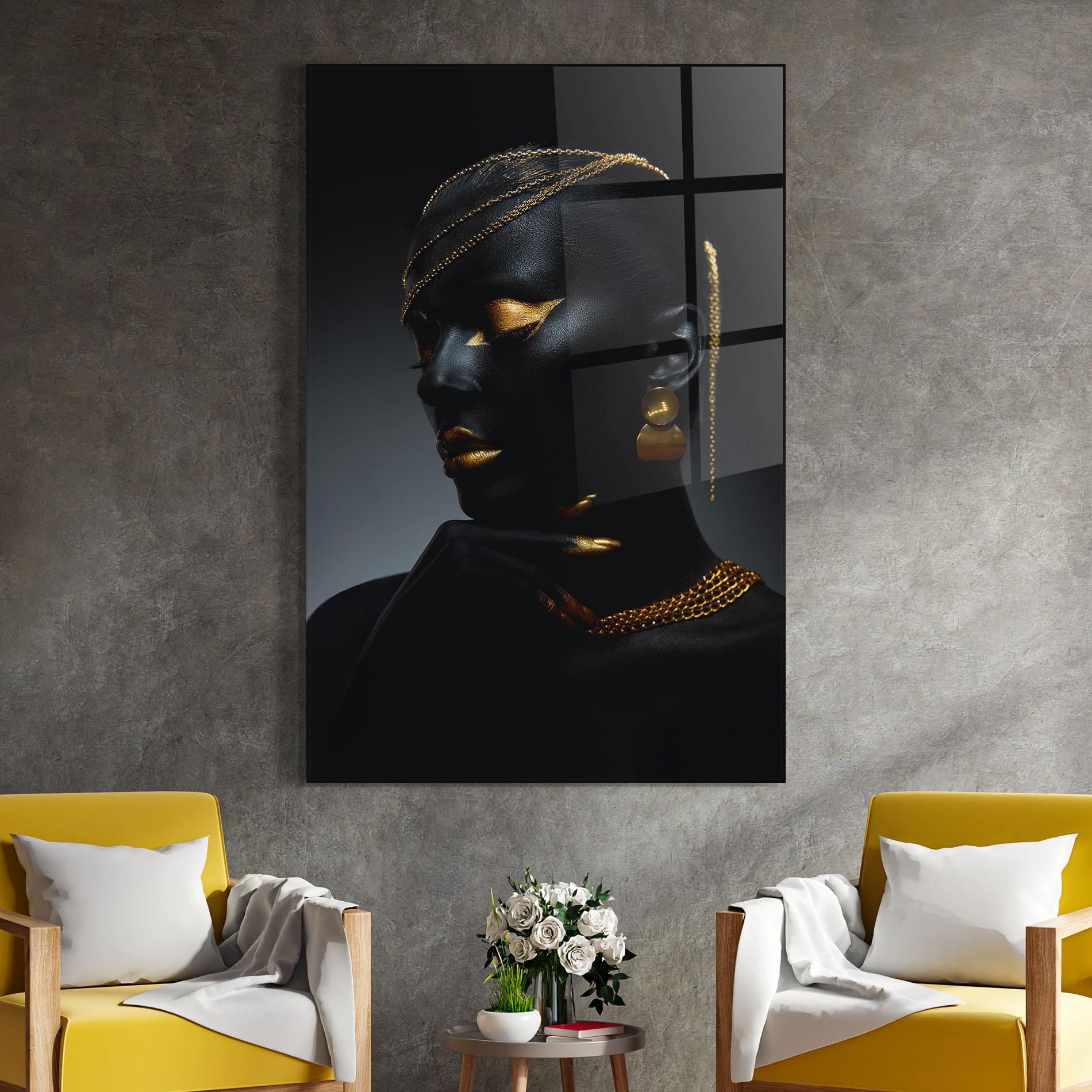 Tablou Sticla Beauty Gold Accessory mockup 4