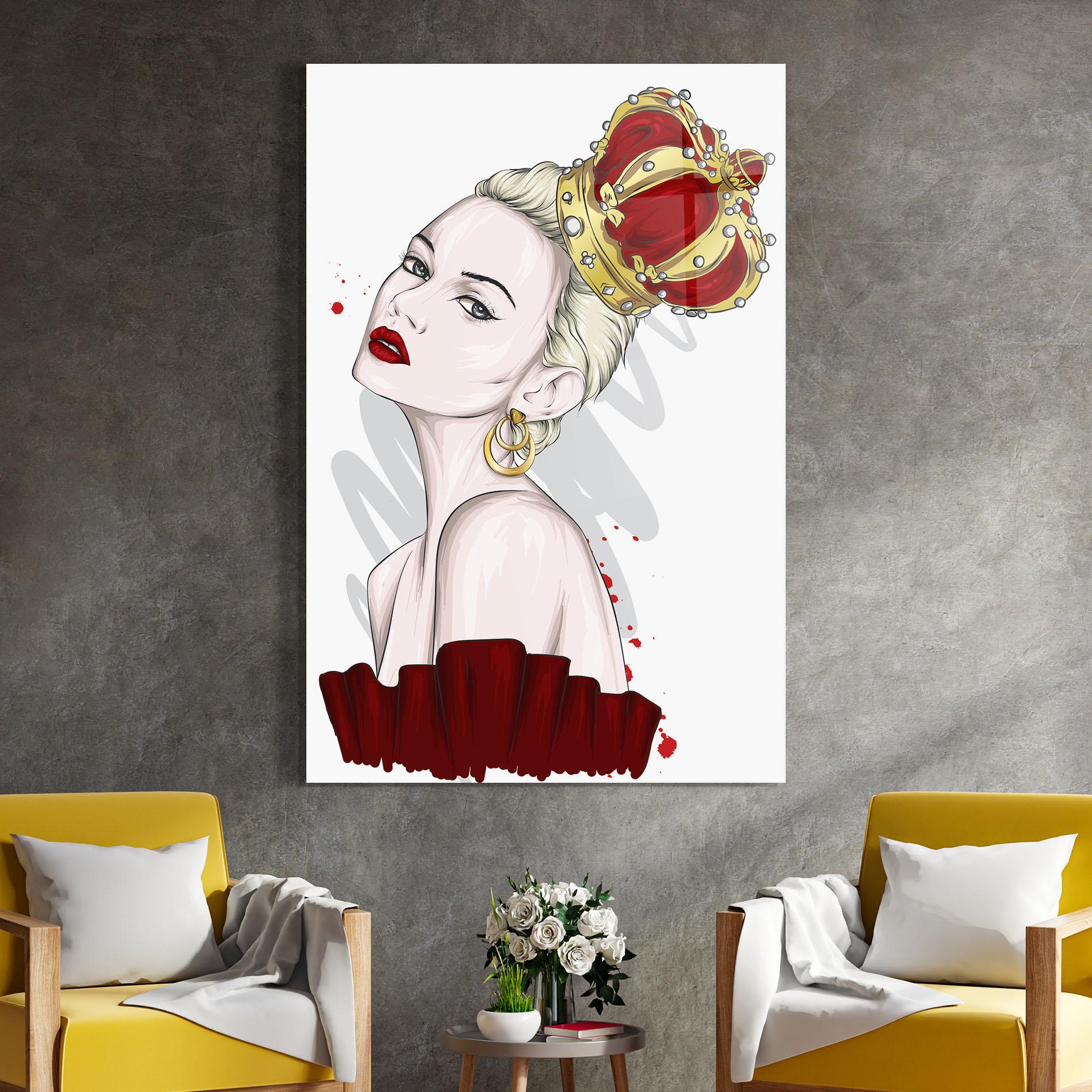 Tablou Sticla Big Red Crown mockup 4