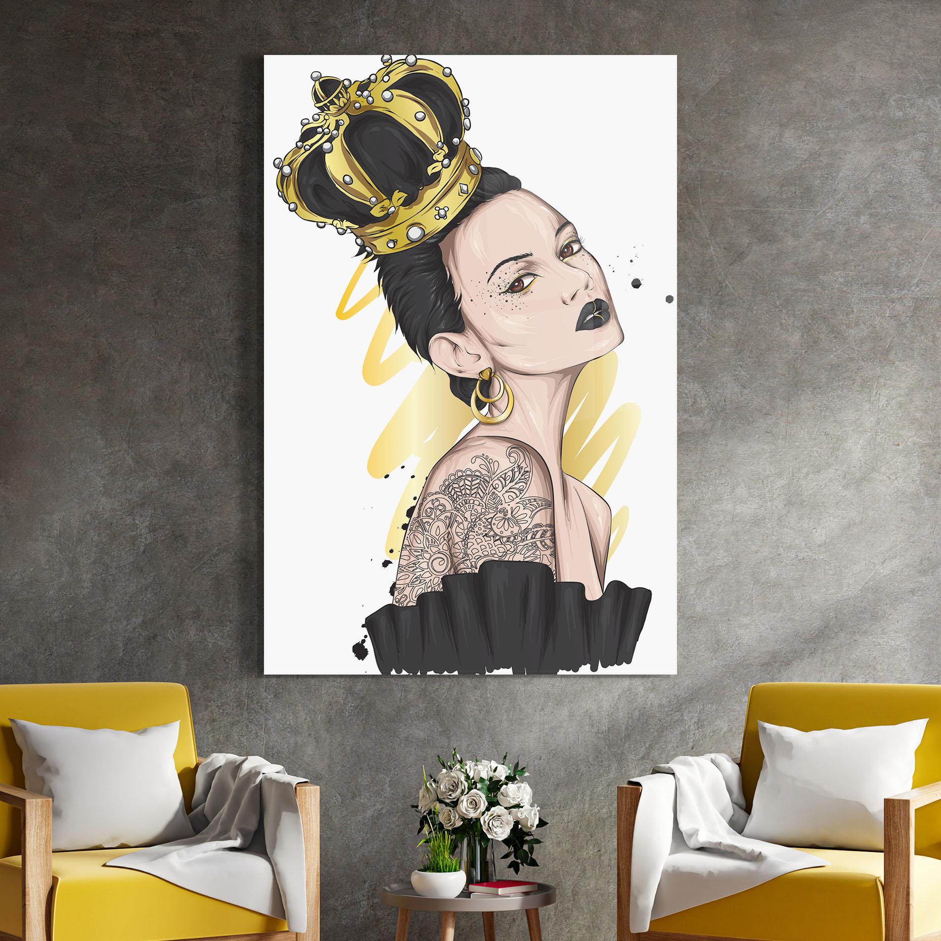 Tablou Sticla Black Hair Crown mockup 4