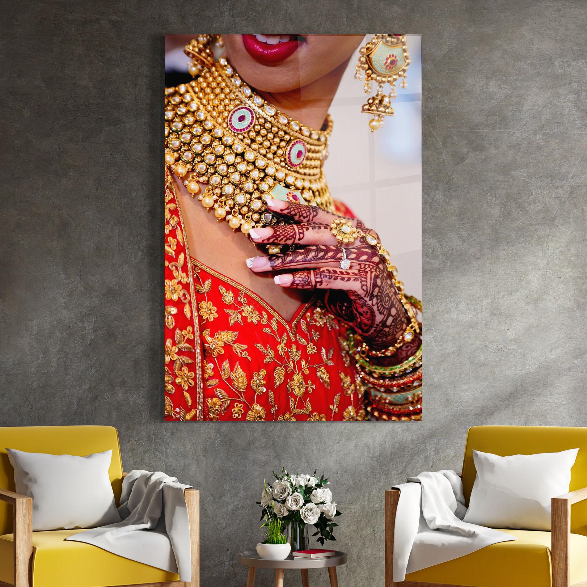 Tablou Sticla Gold Beautiful Jewelry mockup 4