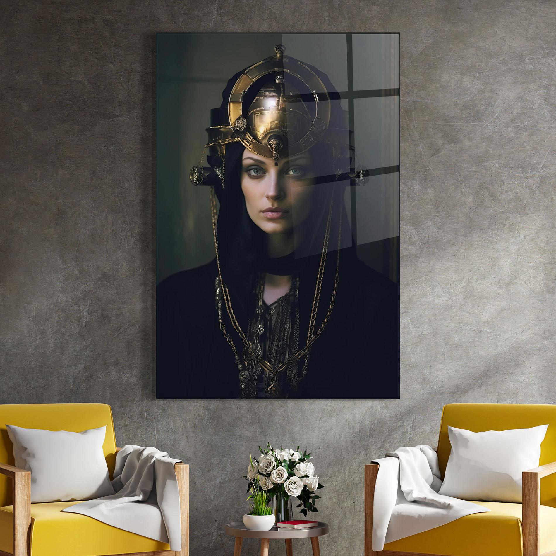 Tablou Sticla Gold Headpiece mockup 4