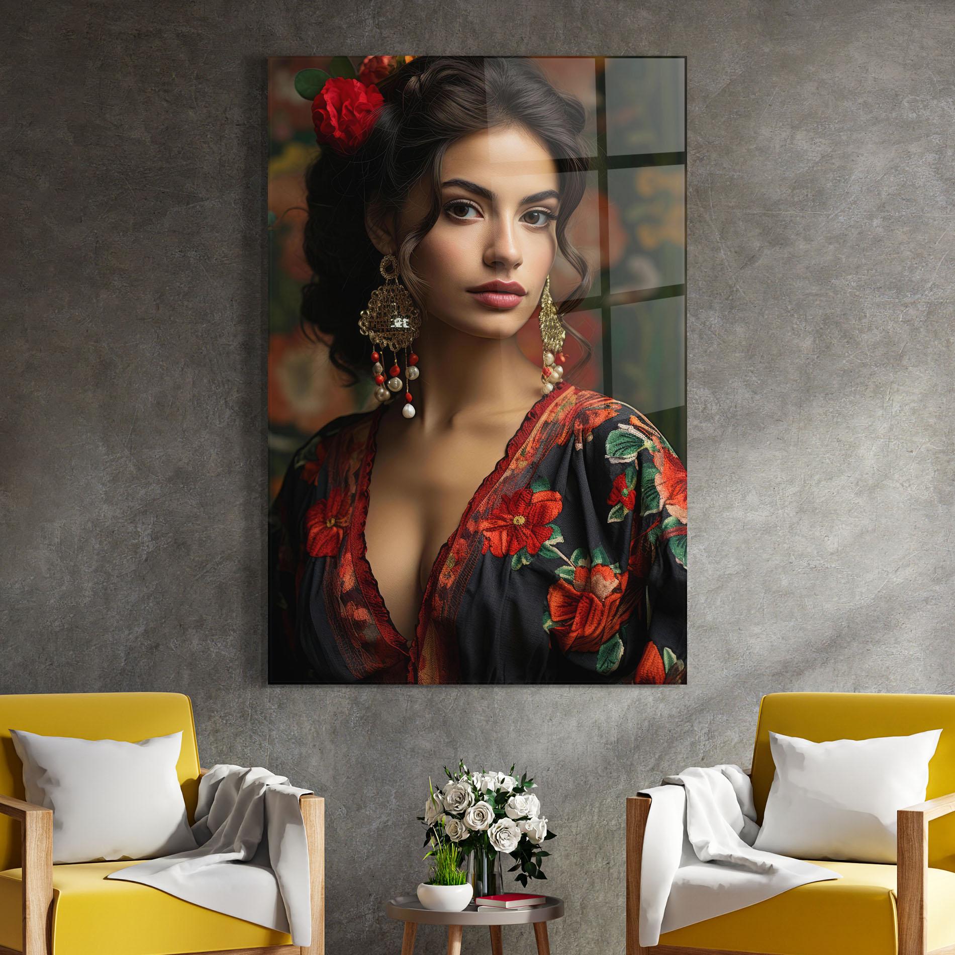 Tablou Sticla White Red Earrings mockup 4