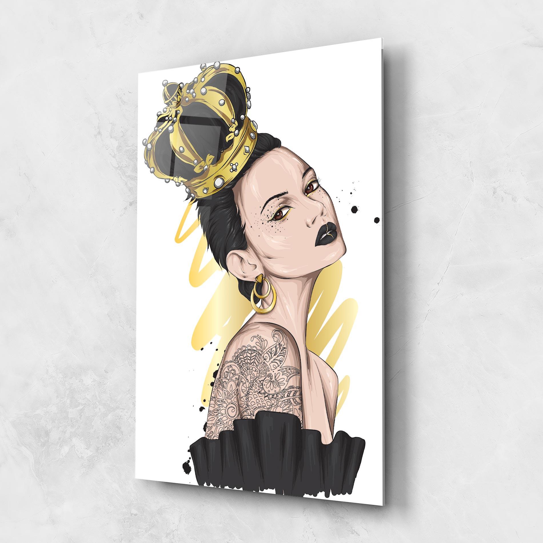 Tablou Sticla Black Hair Crown mockup 1