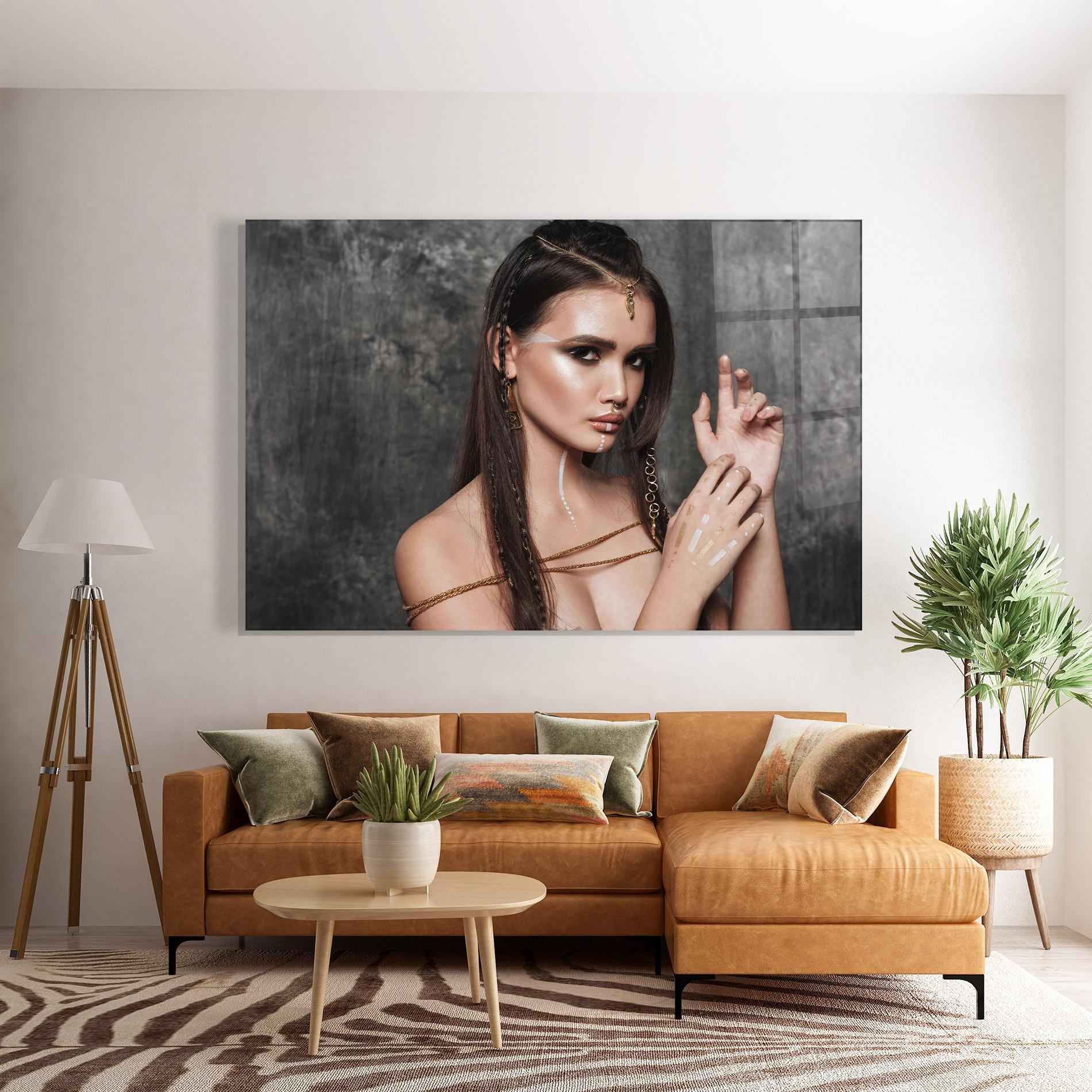 Tablou Sticla Gold Hair Accessory mockup 7