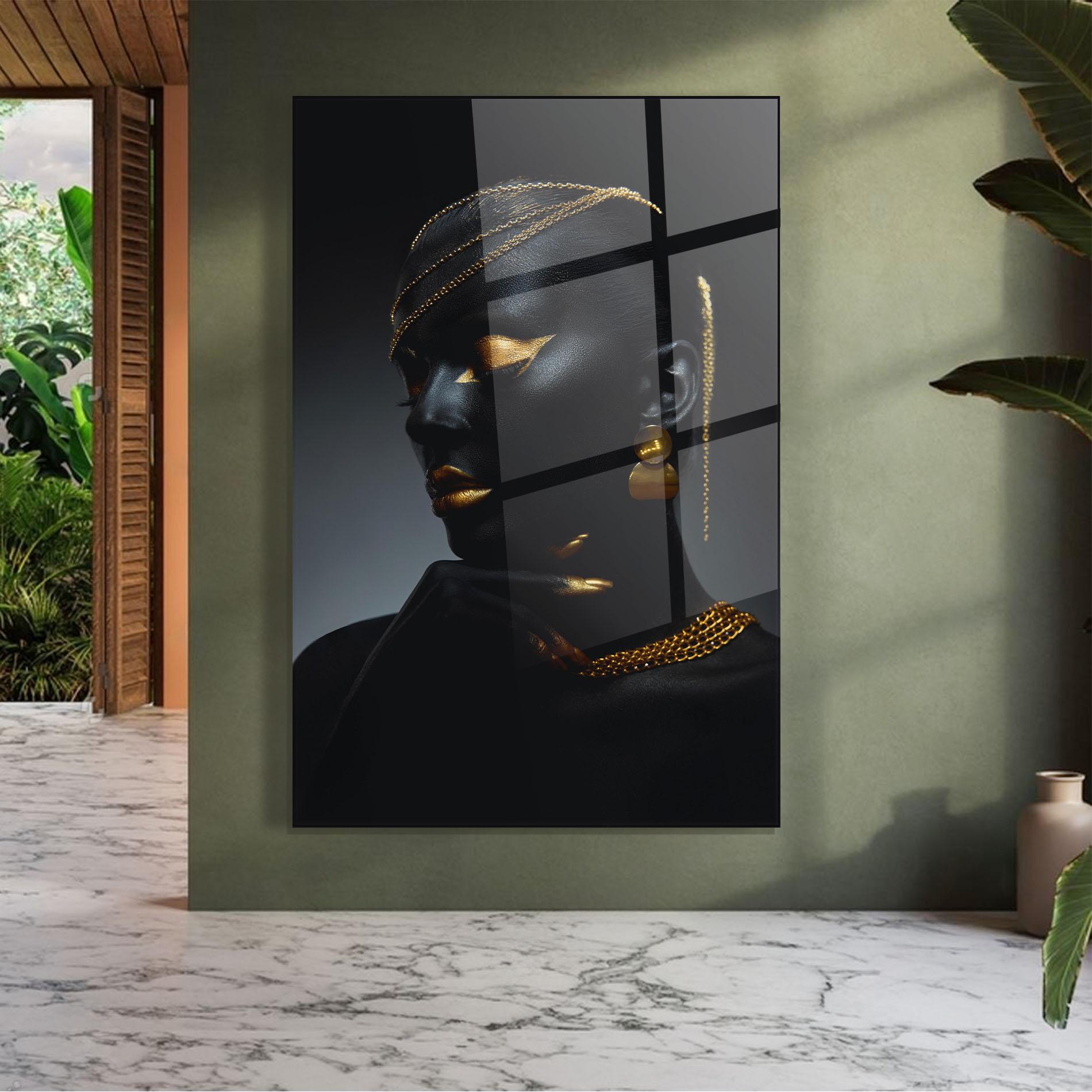 Tablou Sticla Beauty Gold Accessory mockup 7