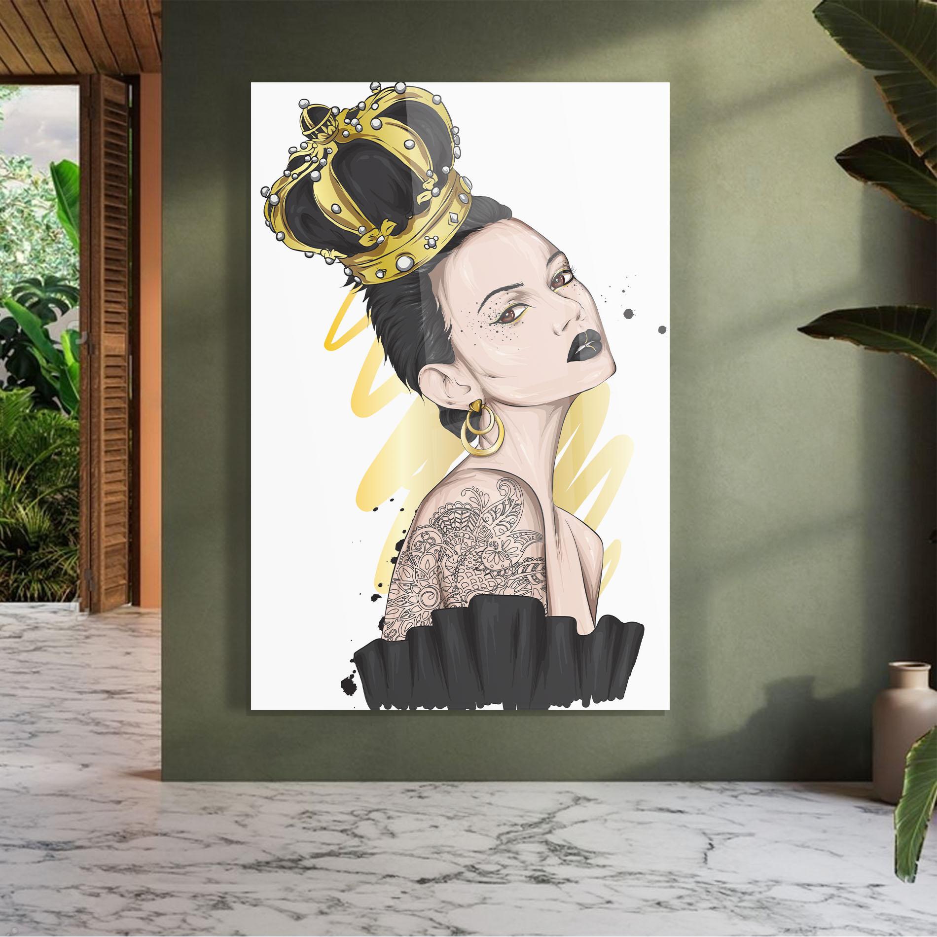 Tablou Sticla Black Hair Crown mockup 7