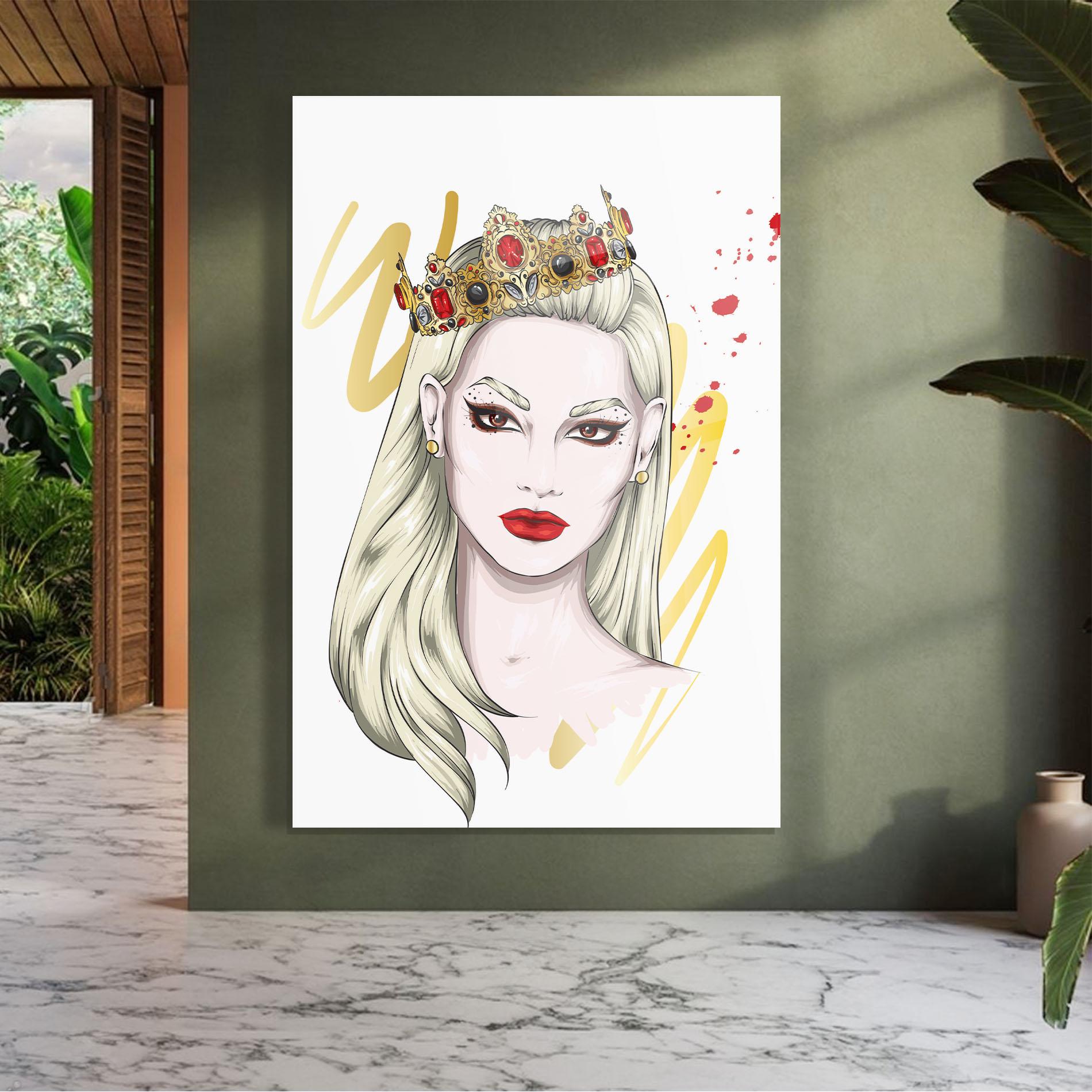Tablou Sticla Gold Crown Woman mockup 7