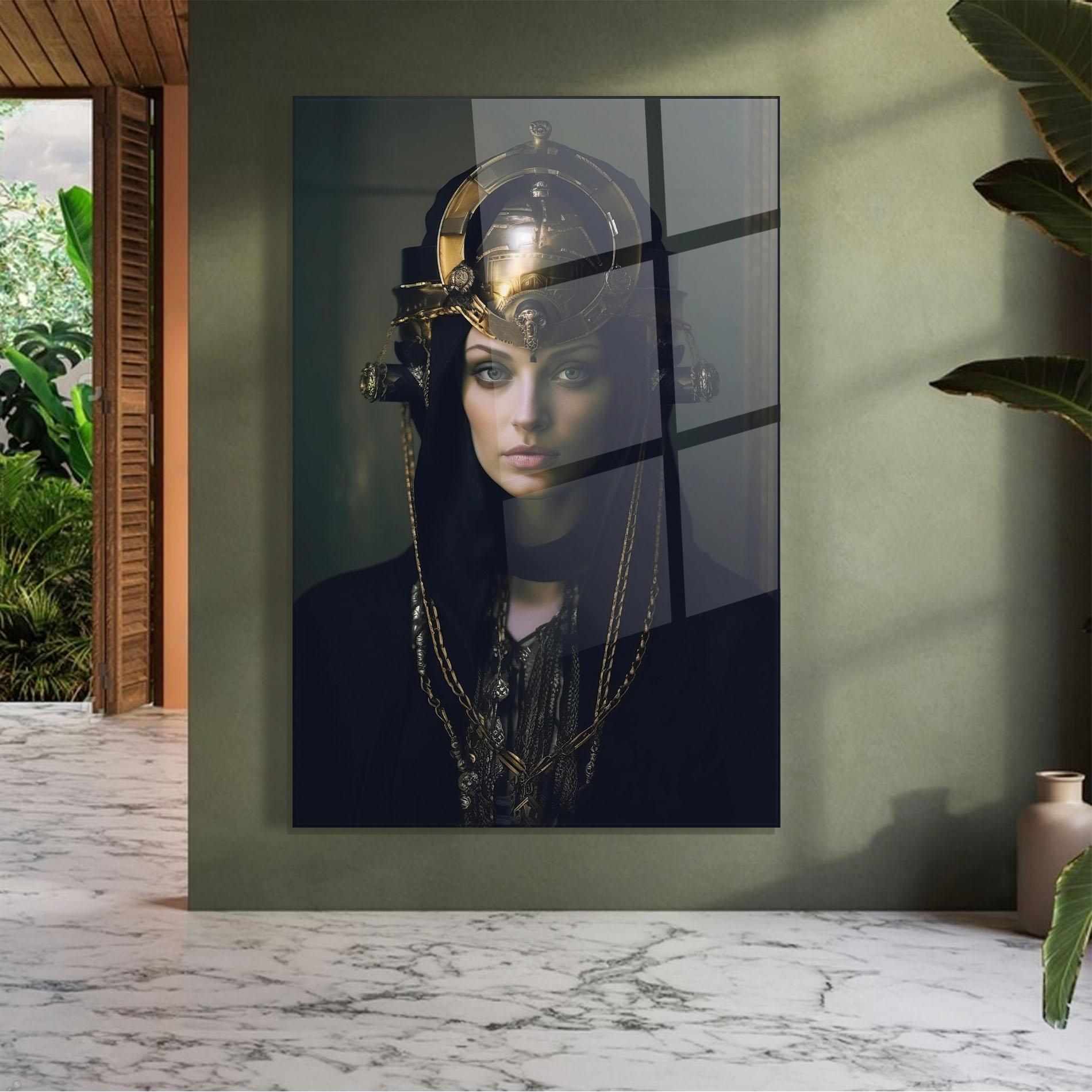 Tablou Sticla Gold Headpiece mockup 7