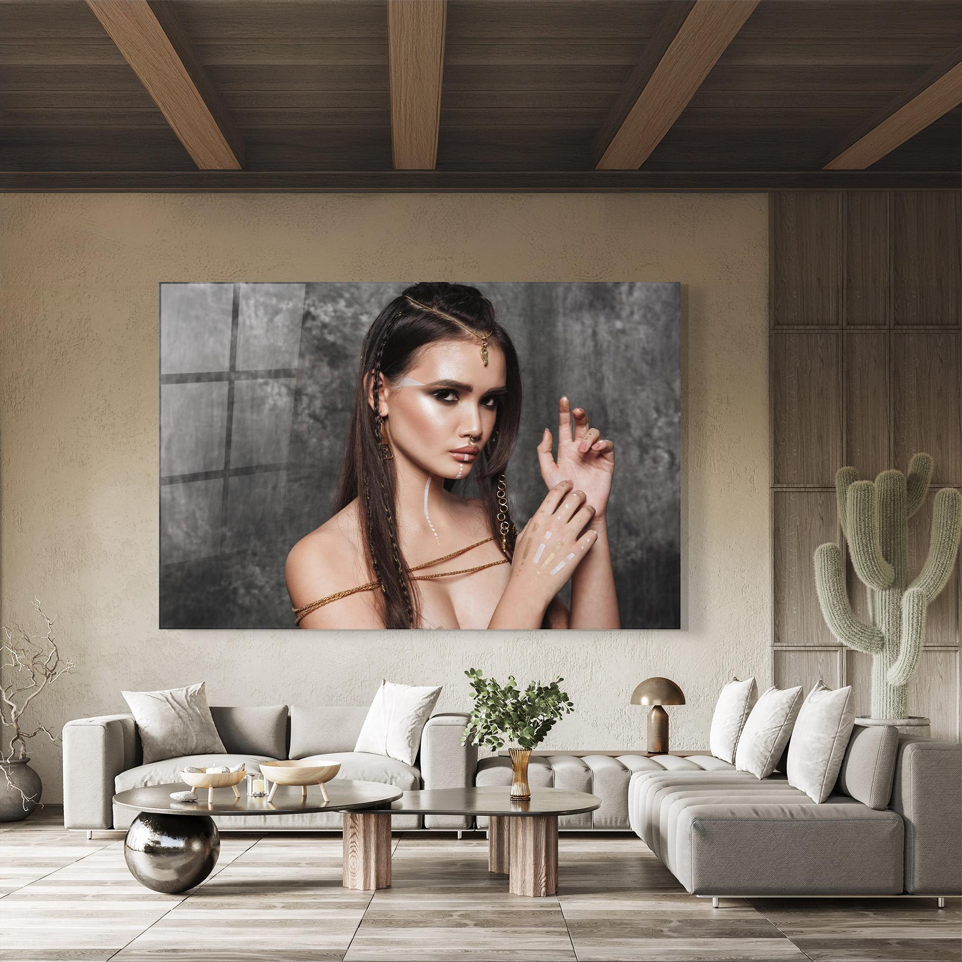 Tablou Sticla Gold Hair Accessory mockup 8