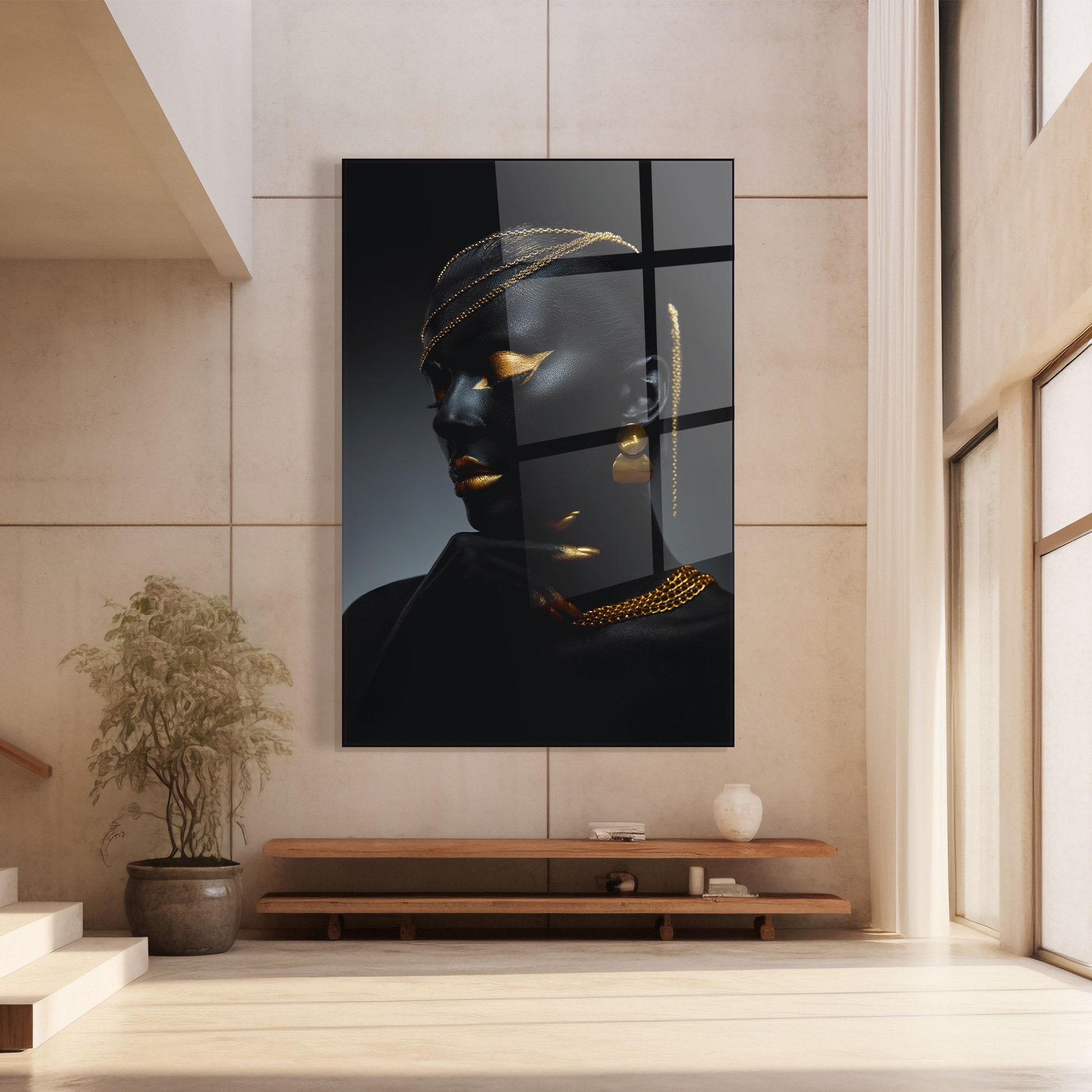 Tablou Sticla Beauty Gold Accessory mockup 8