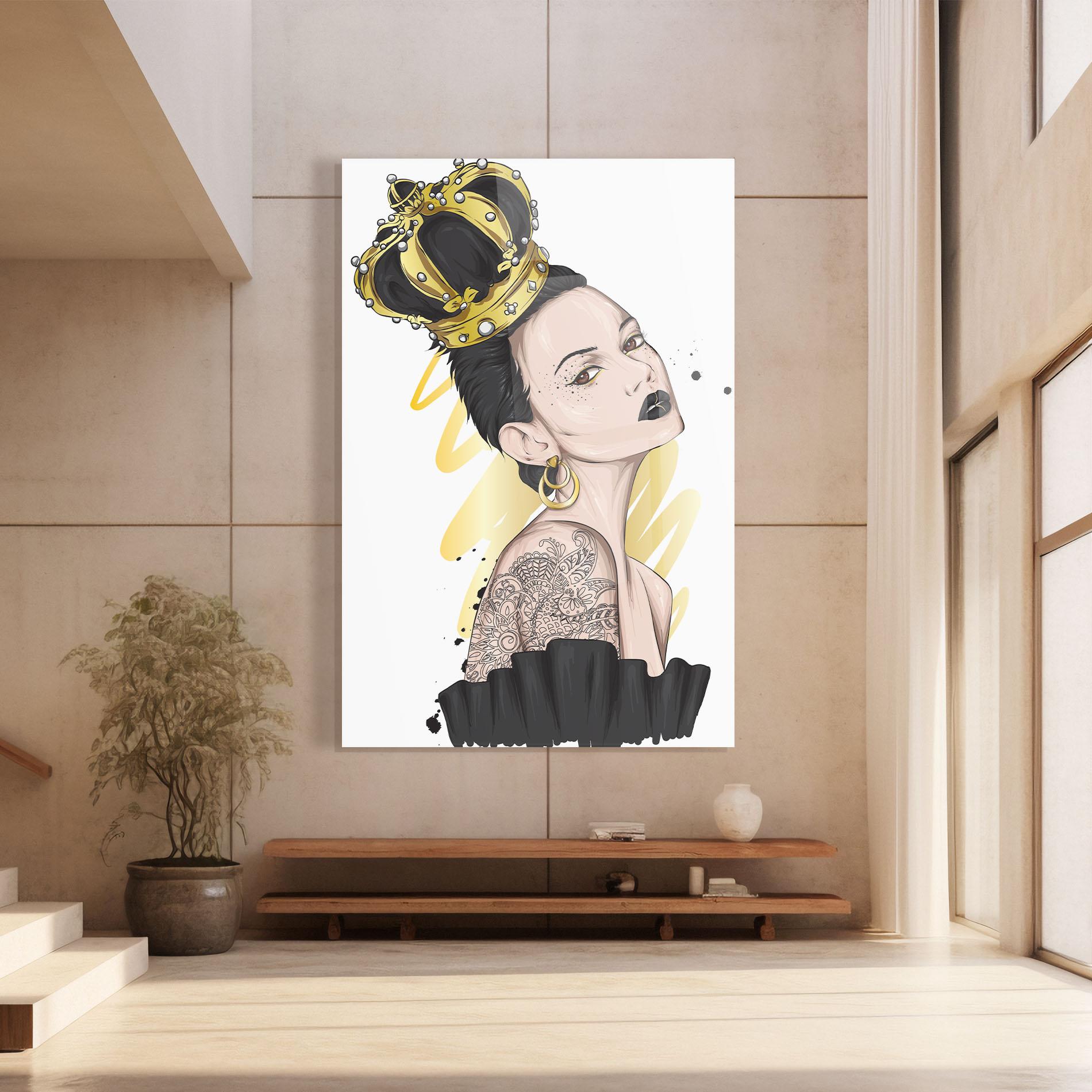 Tablou Sticla Black Hair Crown mockup 8