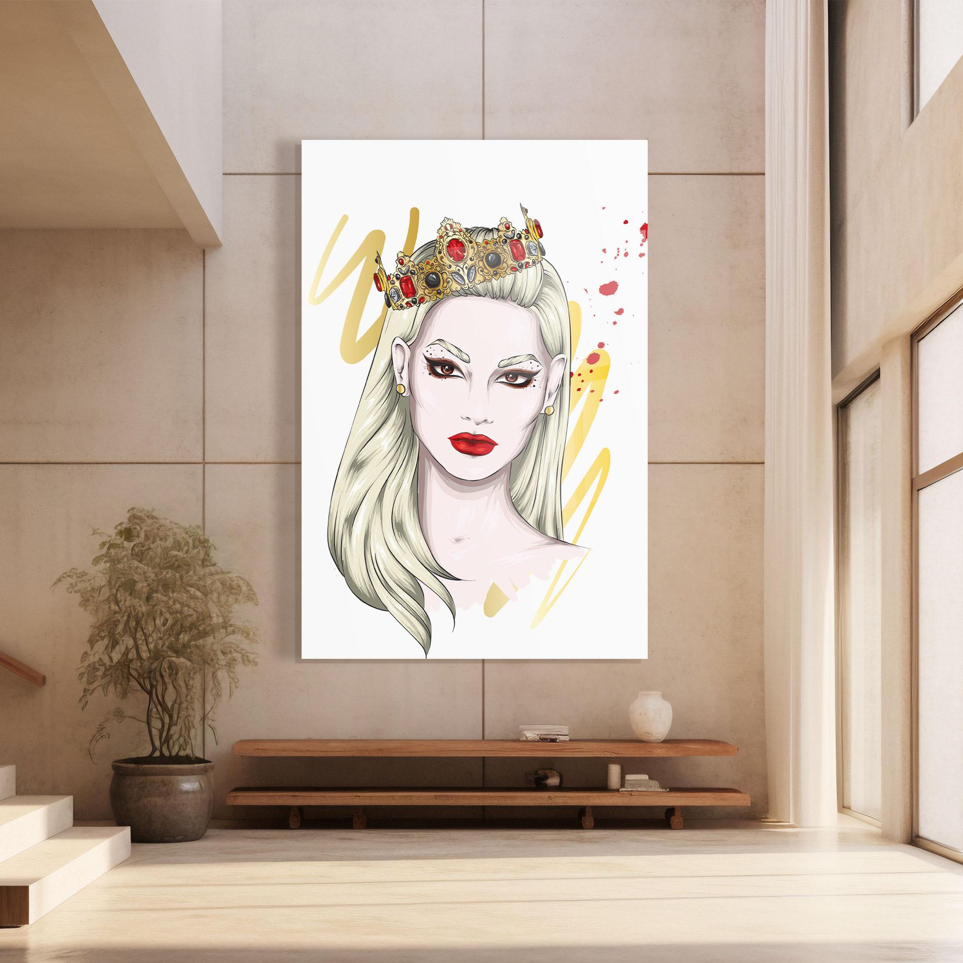 Tablou Sticla Gold Crown Woman mockup 8