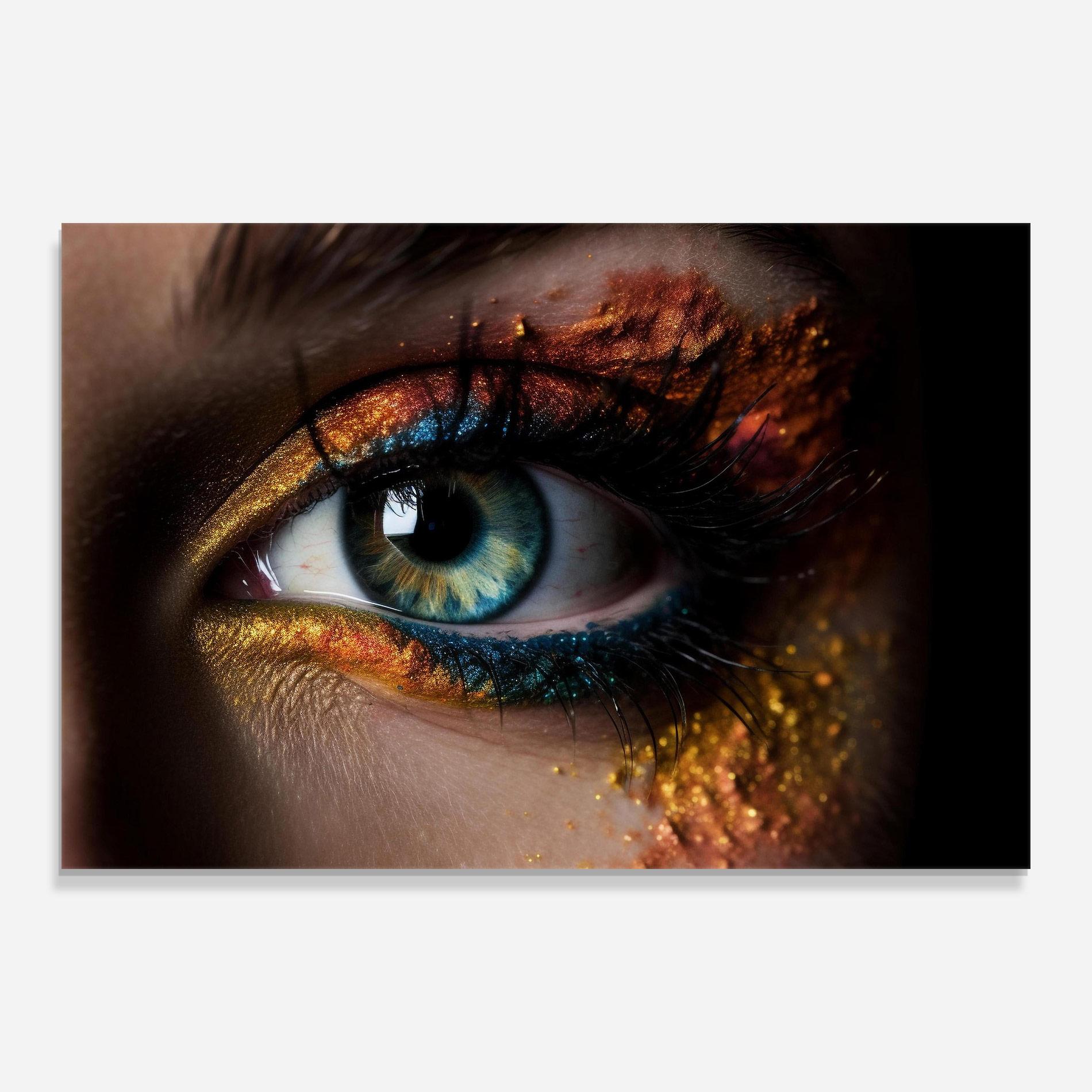 Tablou Sticla Blue Green Eye Makeup mockup 0