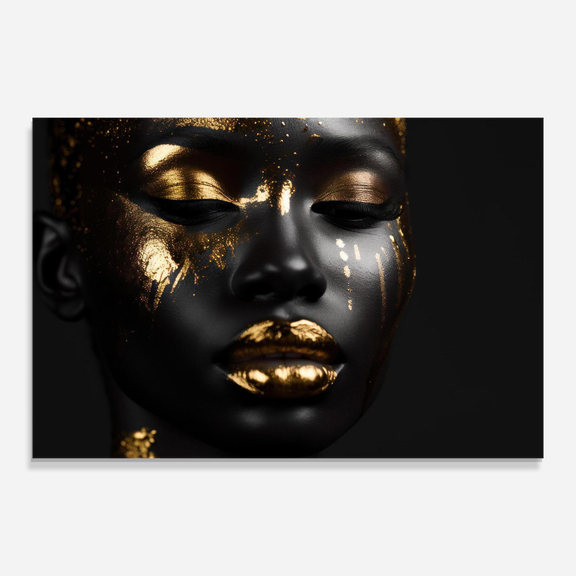 Tablou Sticla Gold Eyes Makeup mockup 0