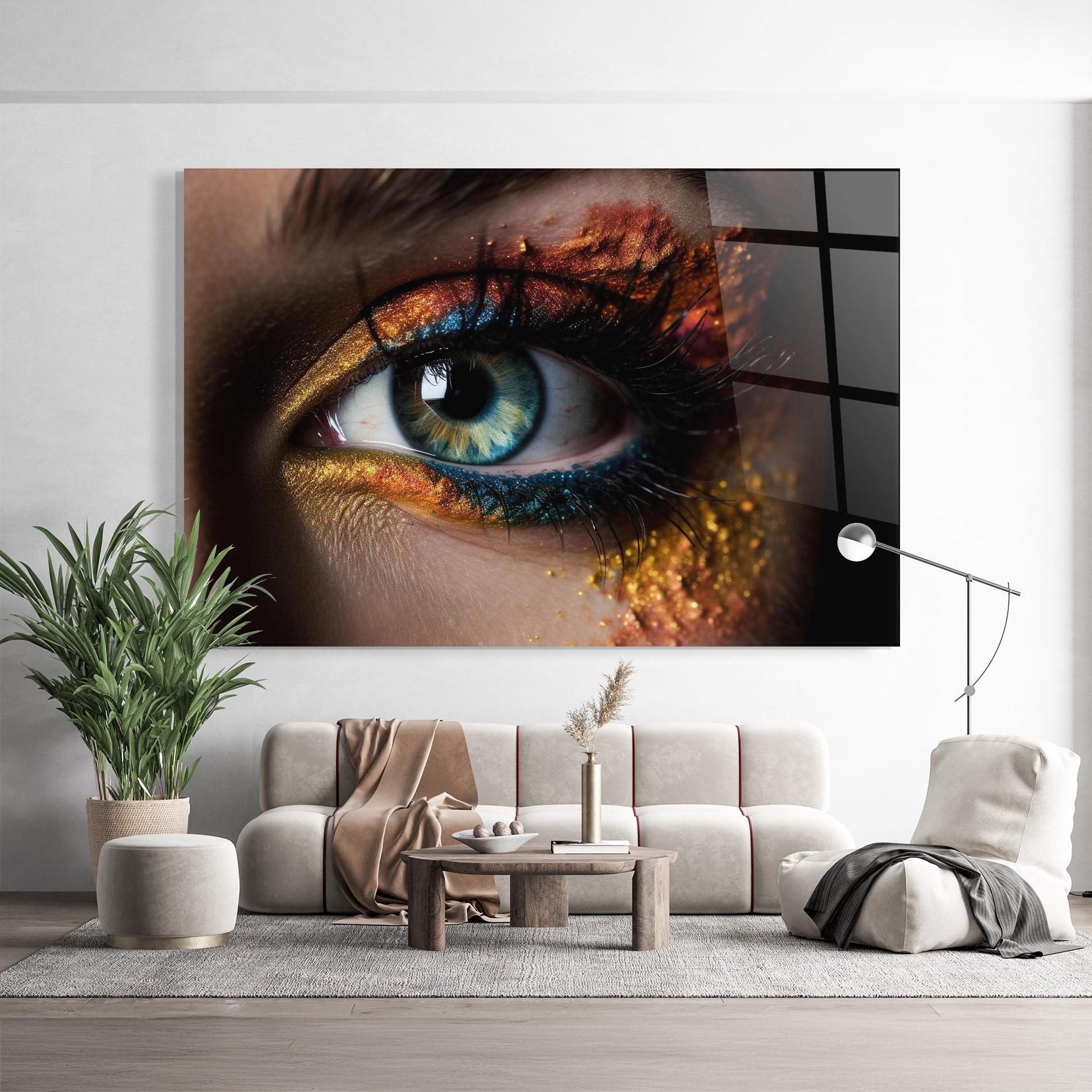 Tablou Sticla Blue Green Eye Makeup mockup 9