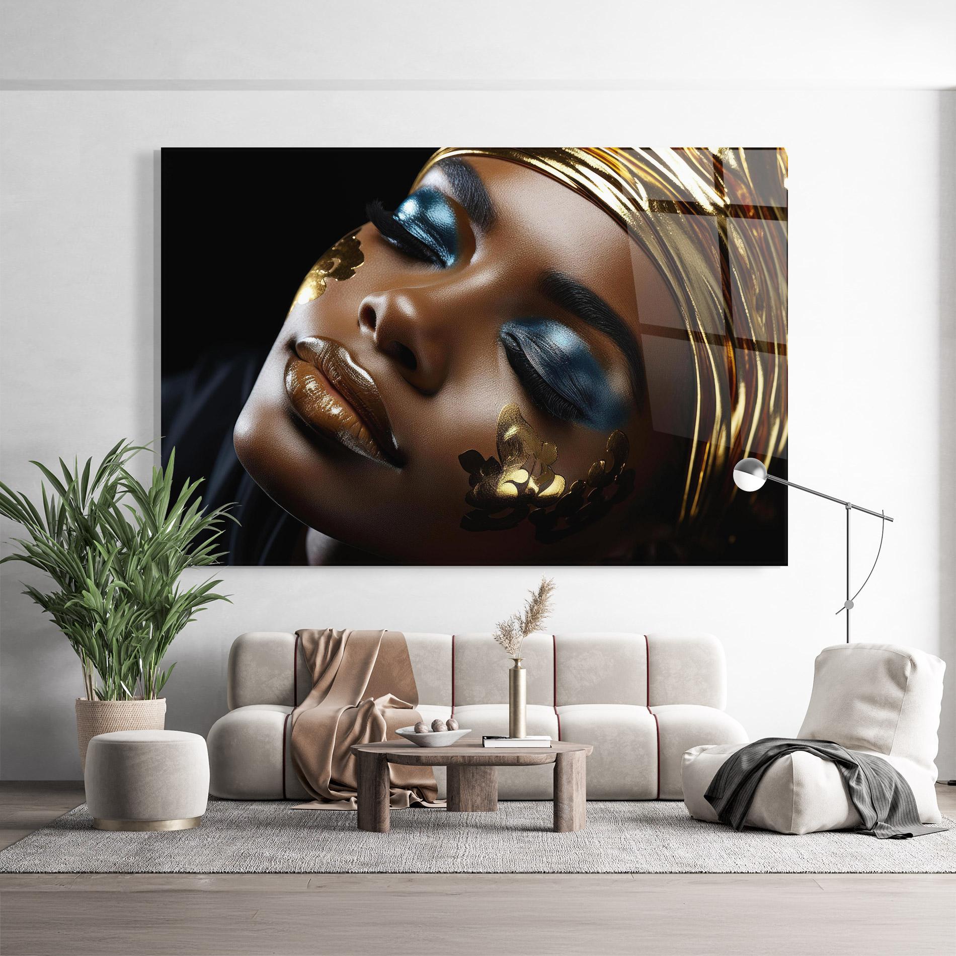 Tablou Sticla Dark Blue Makeup mockup 9
