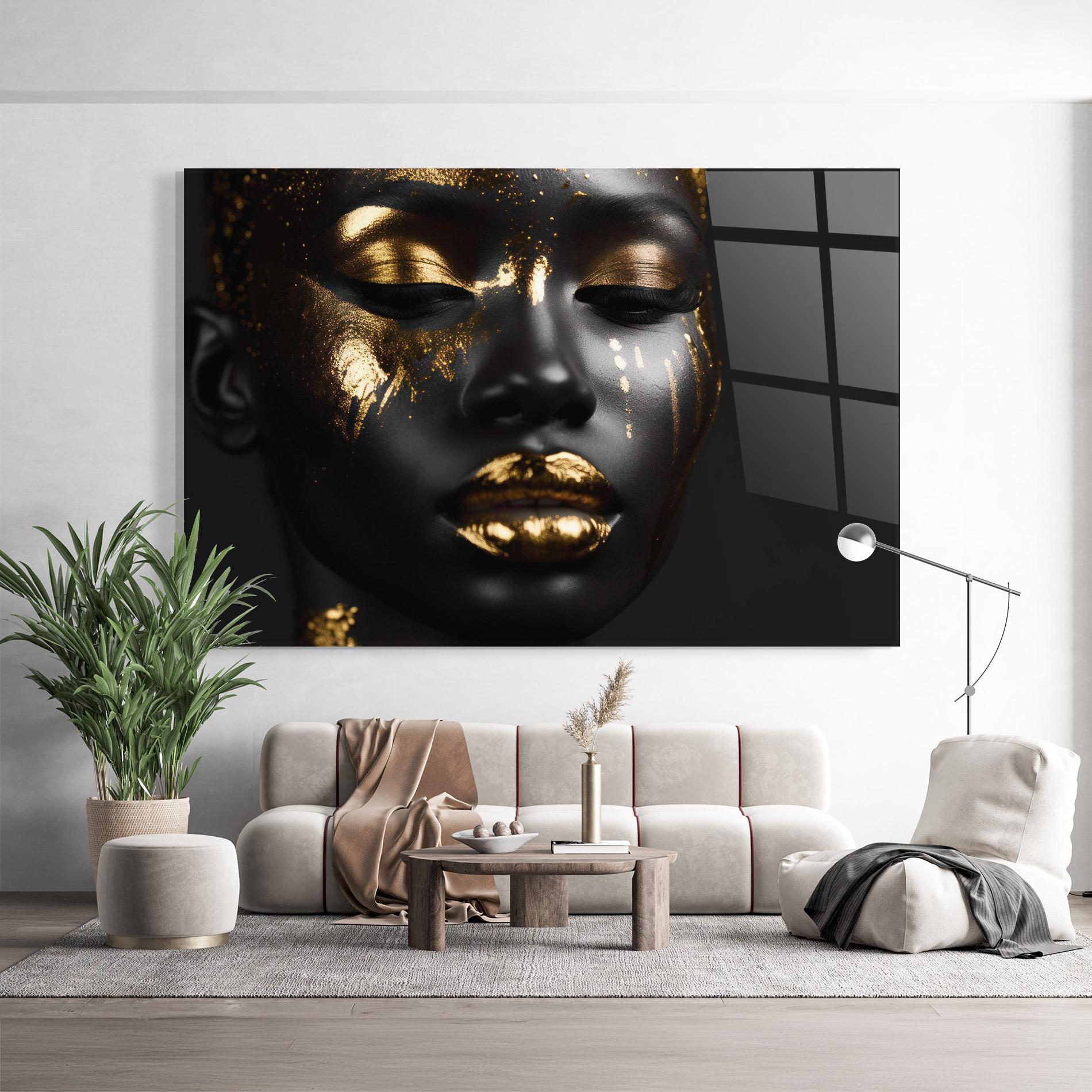 Tablou Sticla Gold Eyes Makeup mockup 9