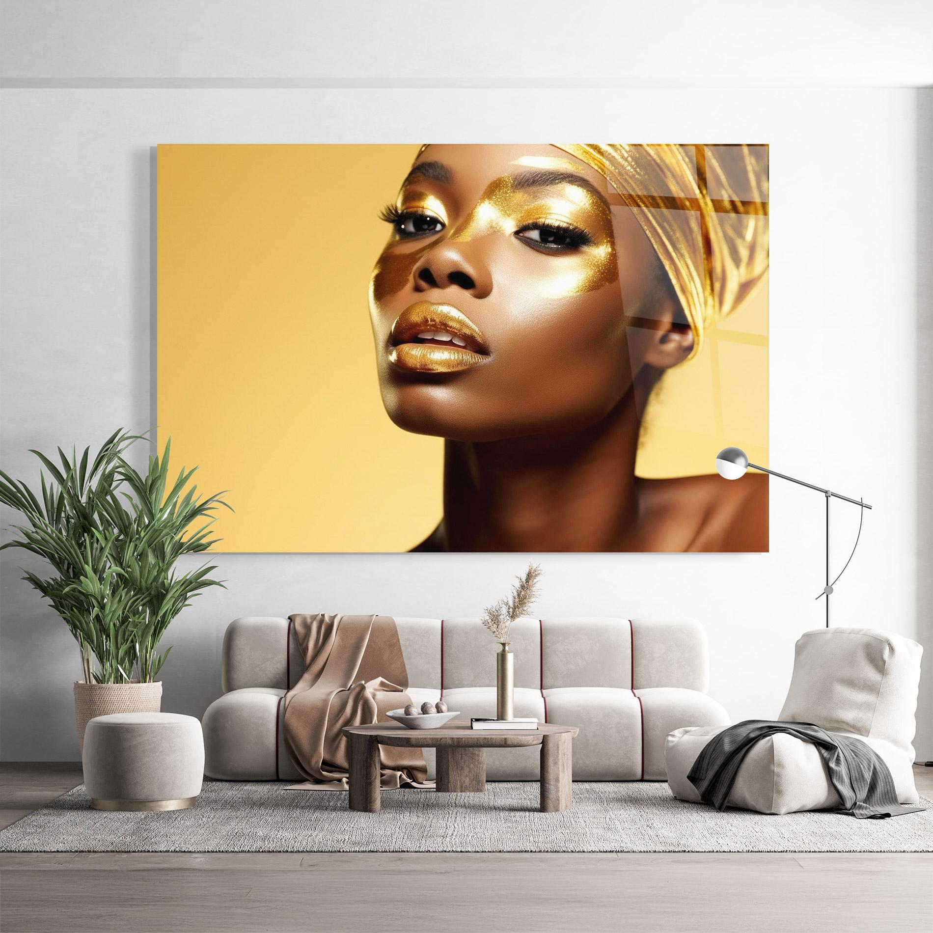 Tablou Sticla Gold Headdress mockup 9