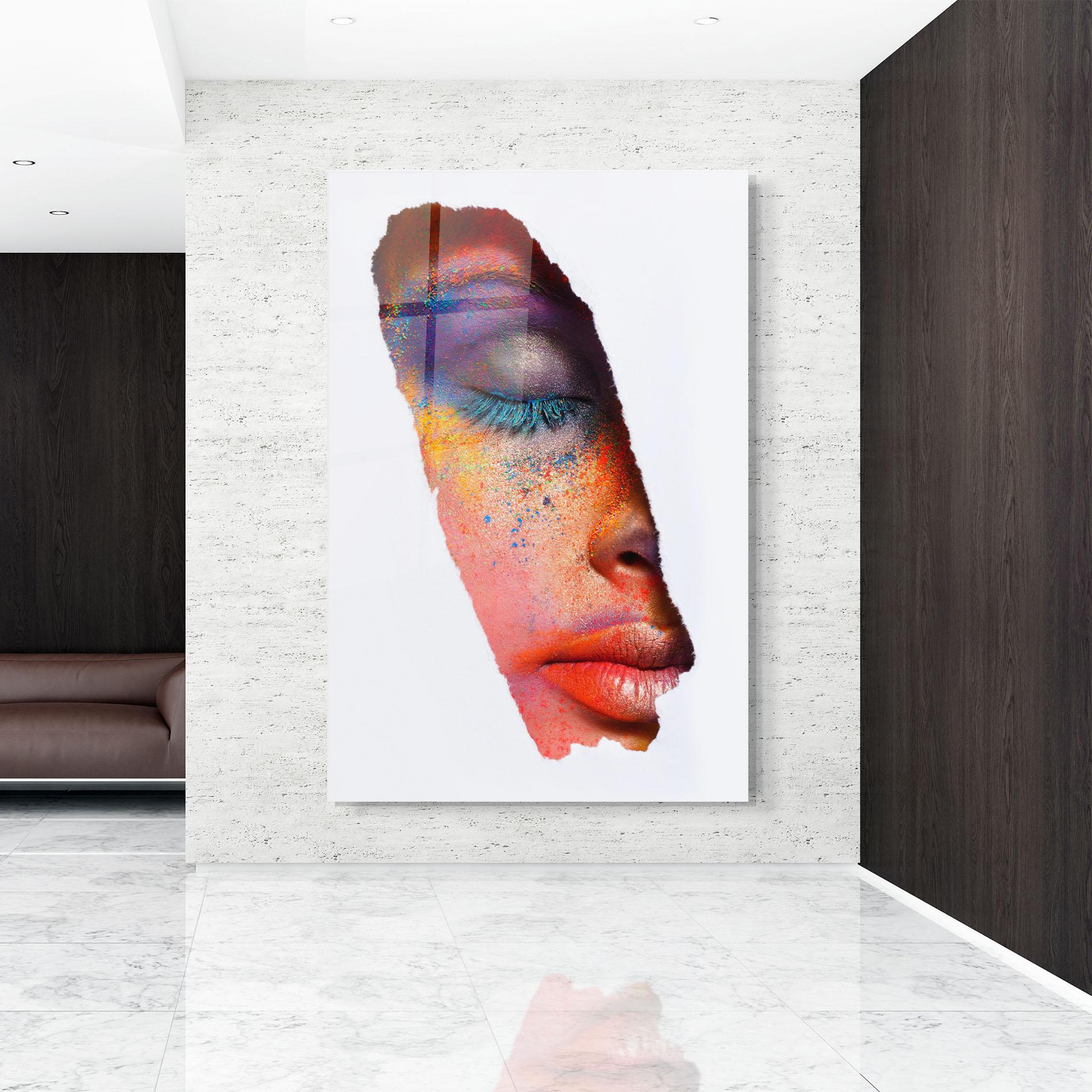 Tablou Sticla Blue Eyelashes mockup 9