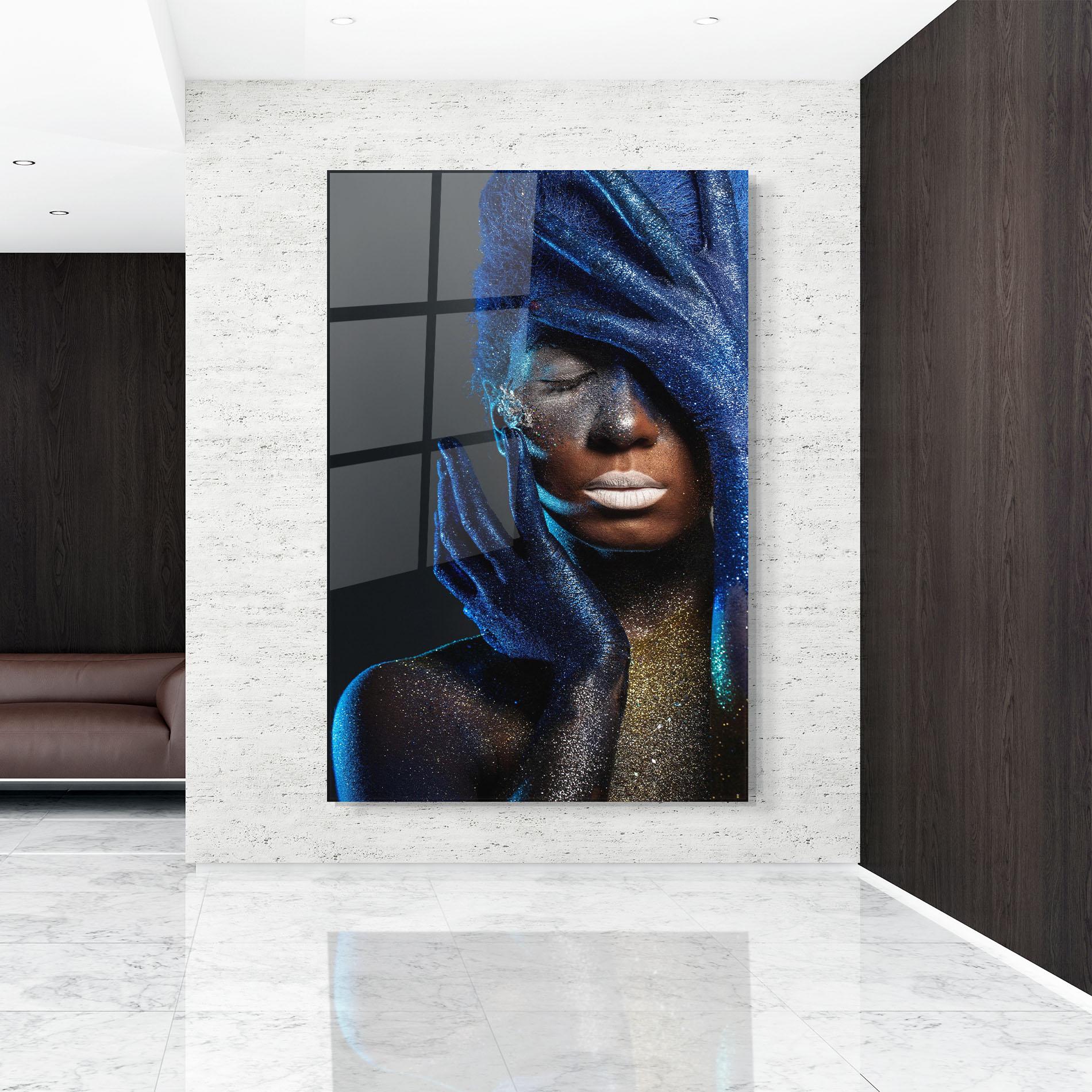 Tablou Sticla Blue Hair Hands mockup 9