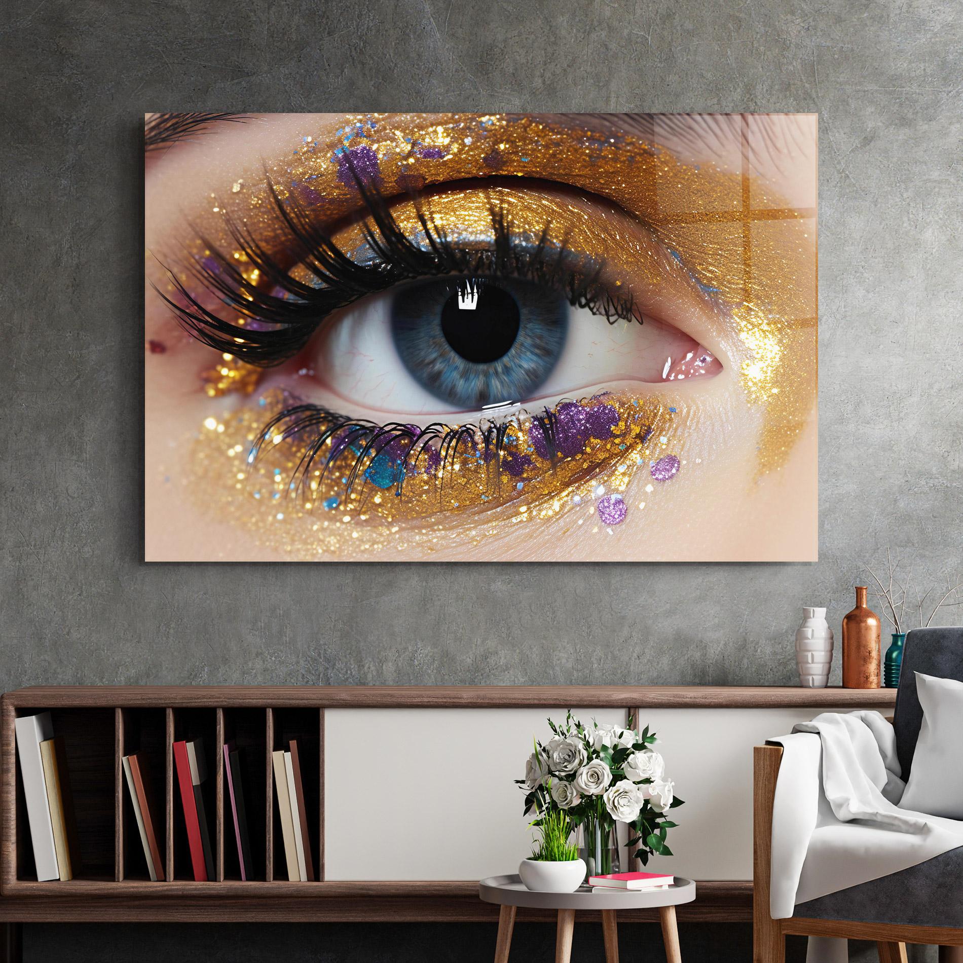 Tablou Sticla Blue Eye Make Up mockup 2