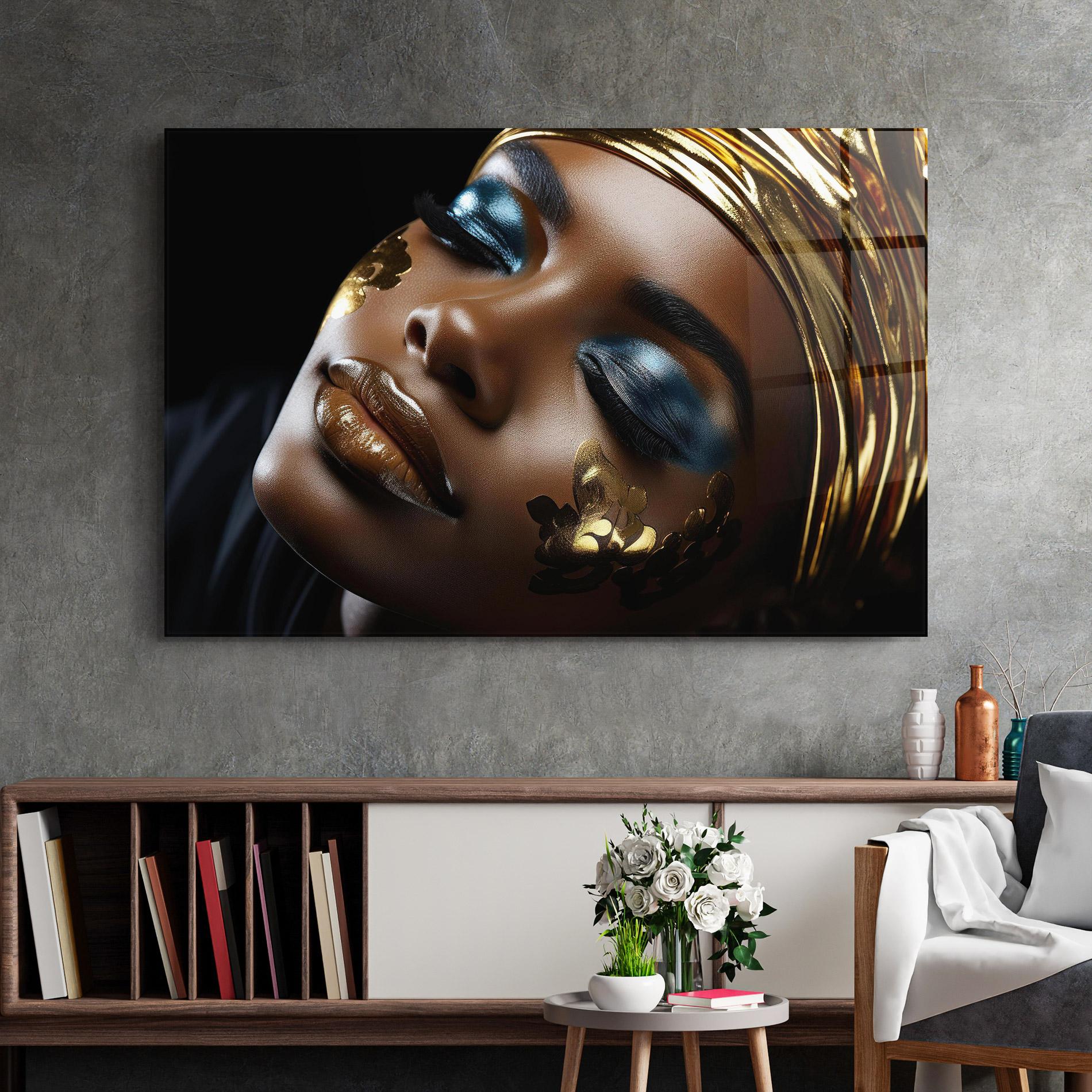 Tablou Sticla Dark Blue Makeup mockup 2