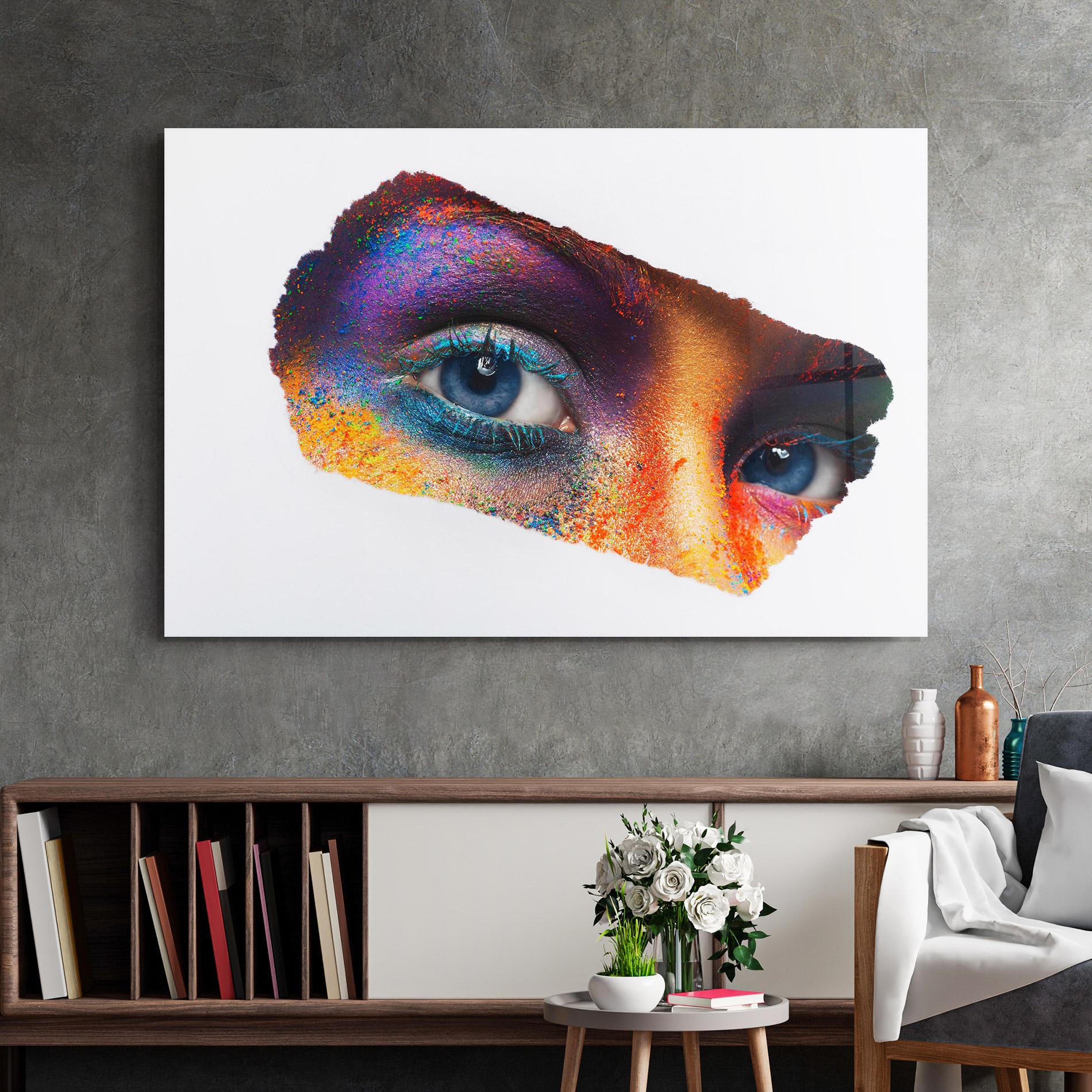 Tablou Sticla Female Colourful Makeup mockup 2