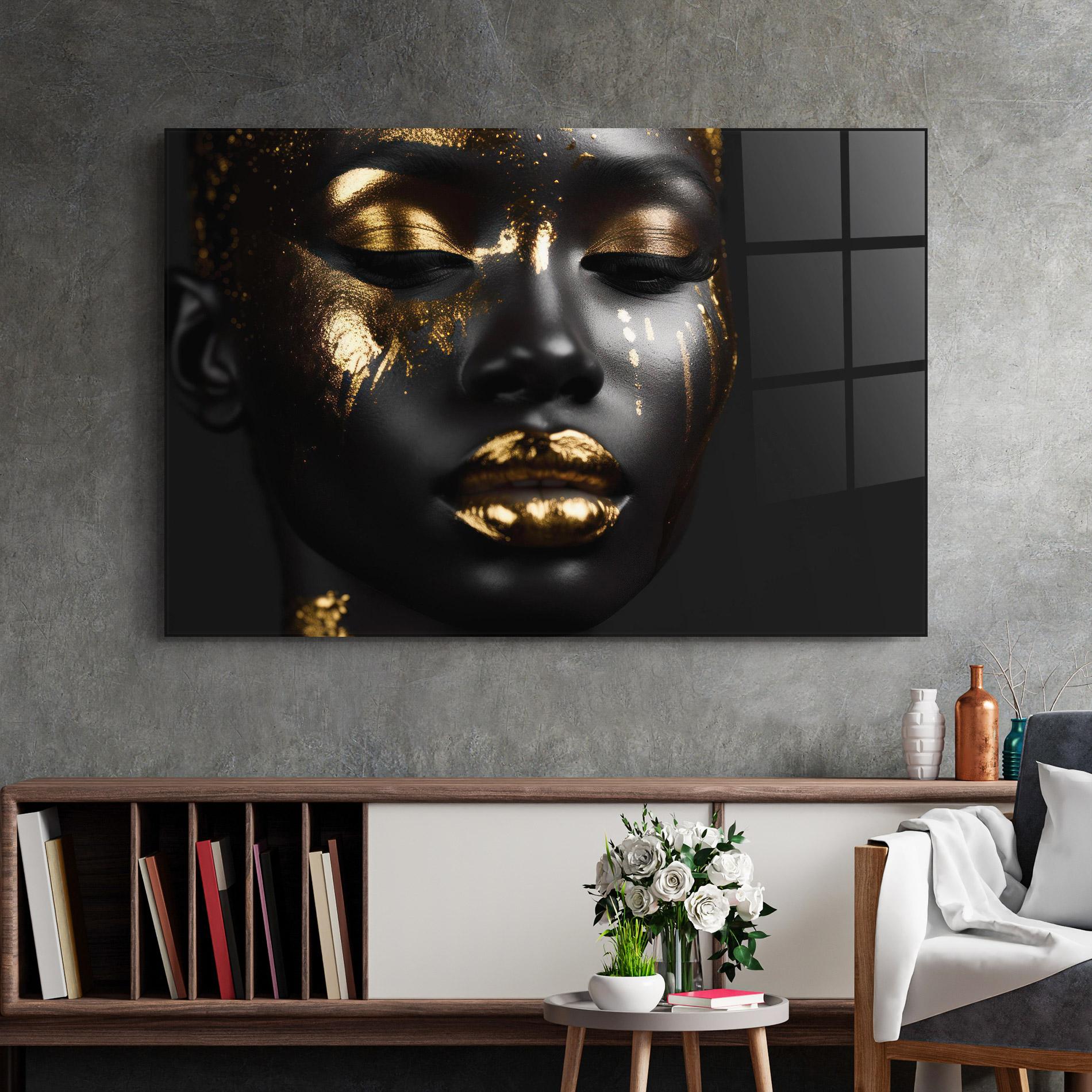 Tablou Sticla Gold Eyes Makeup mockup 2