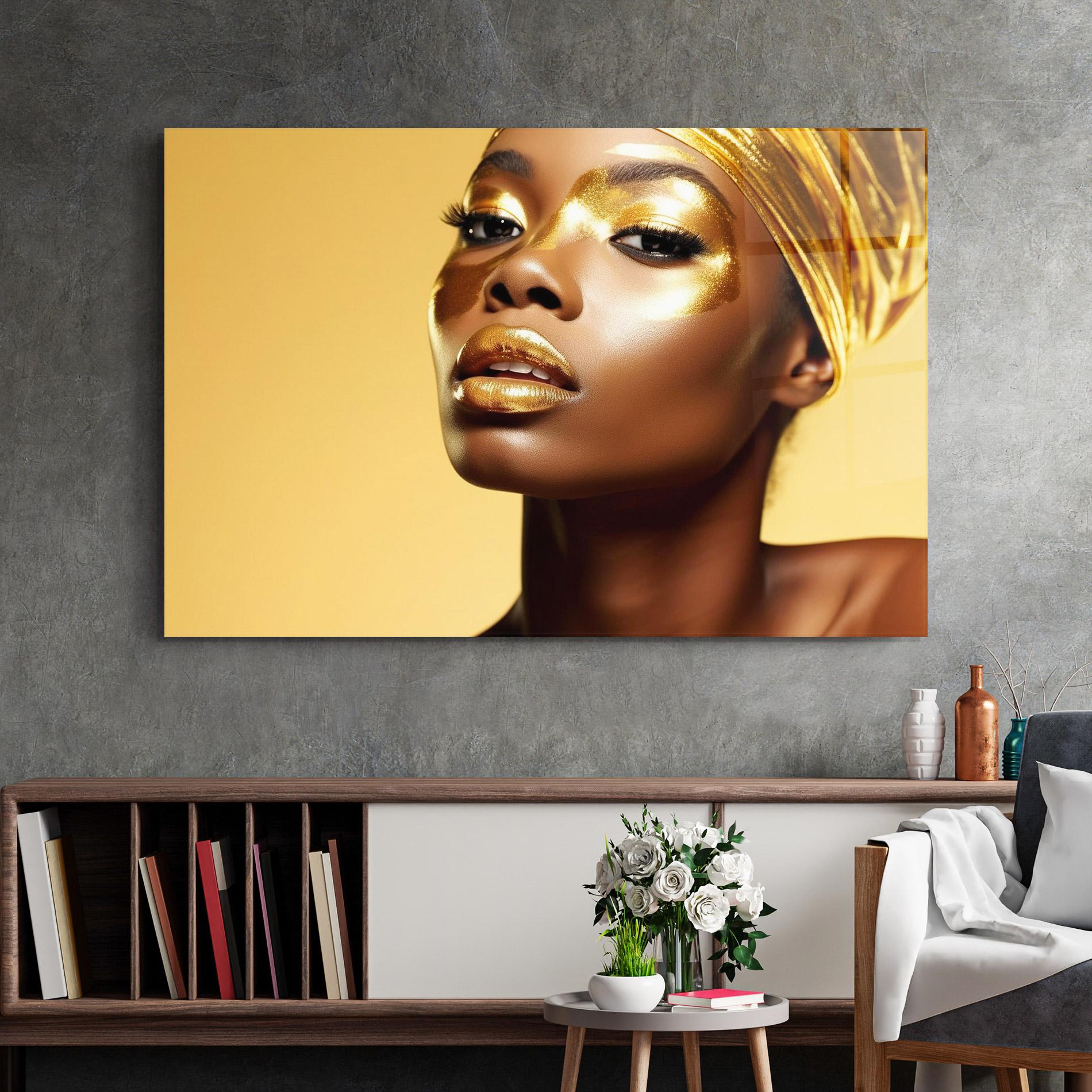 Tablou Sticla Gold Headdress mockup 2
