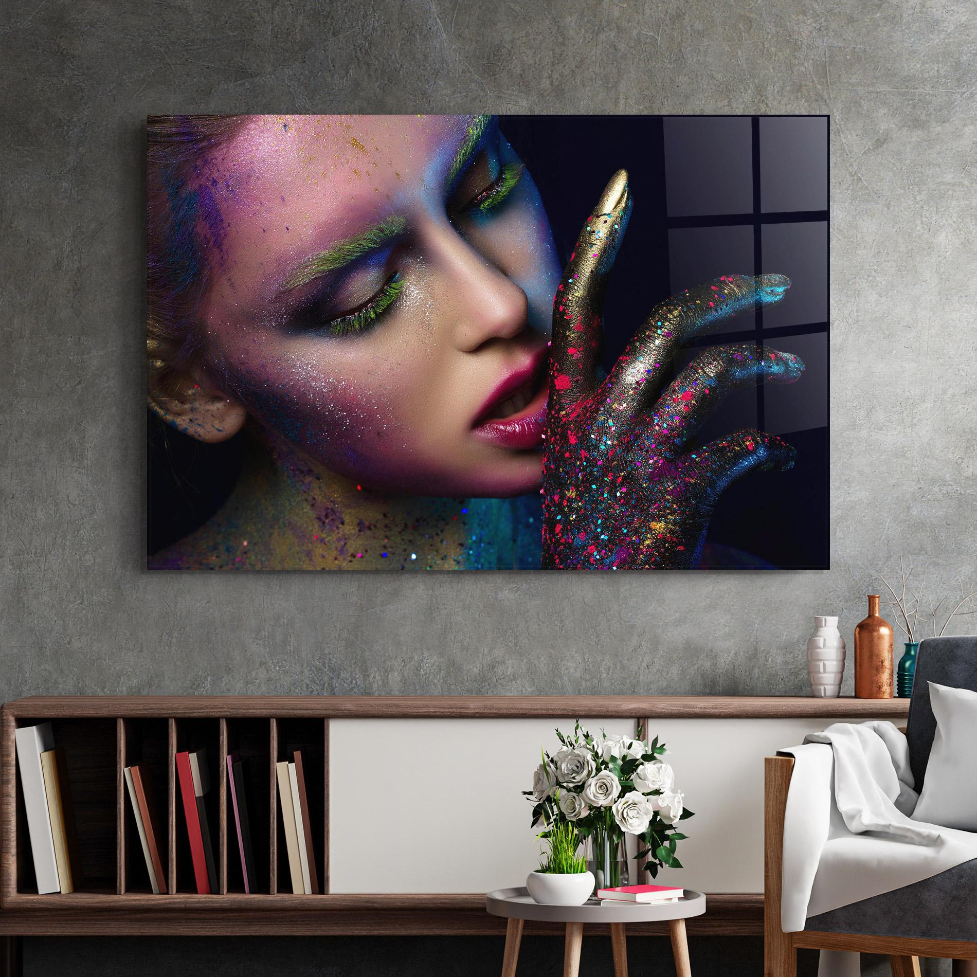 Tablou Sticla Green Eyelashes mockup 2