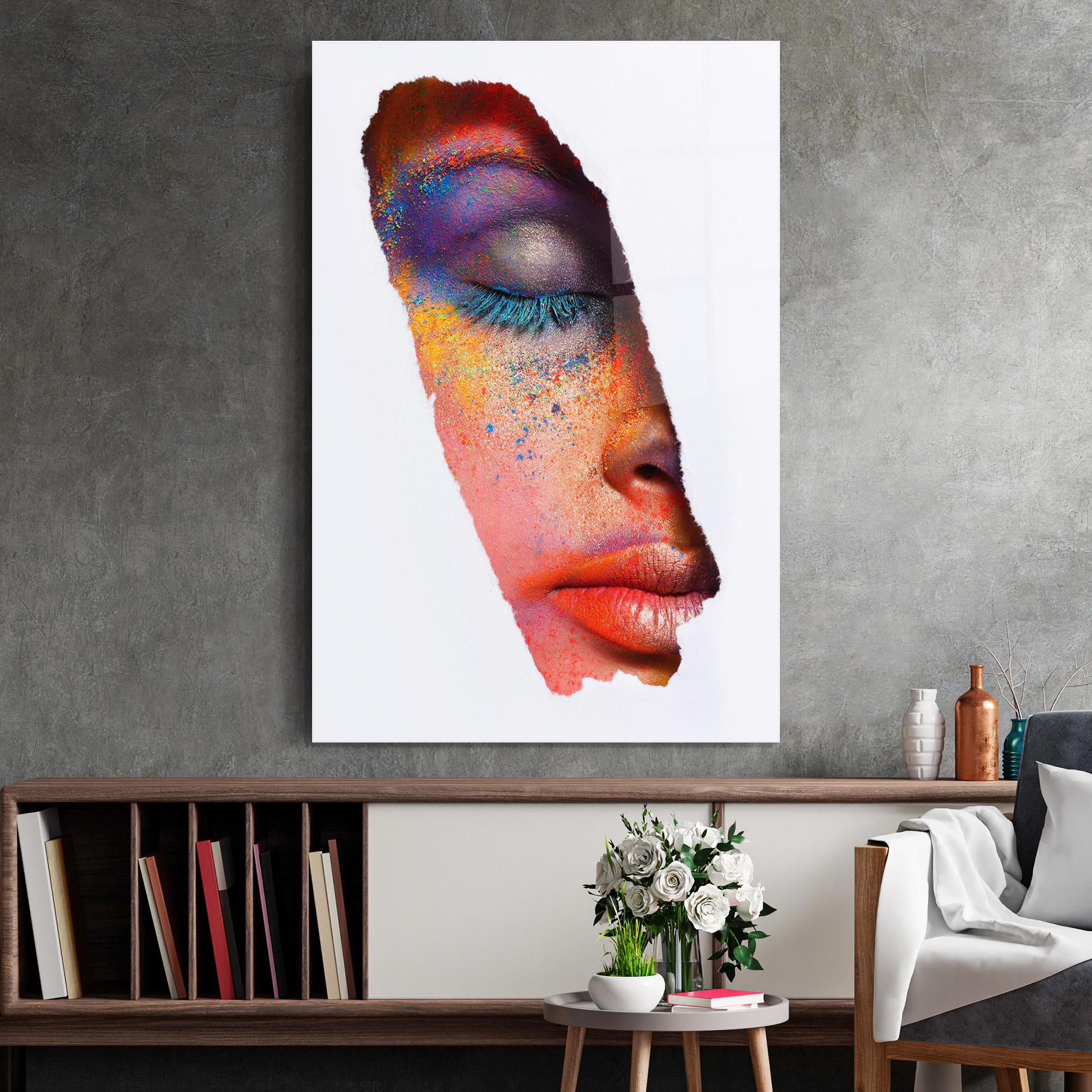 Tablou Sticla Blue Eyelashes mockup 2