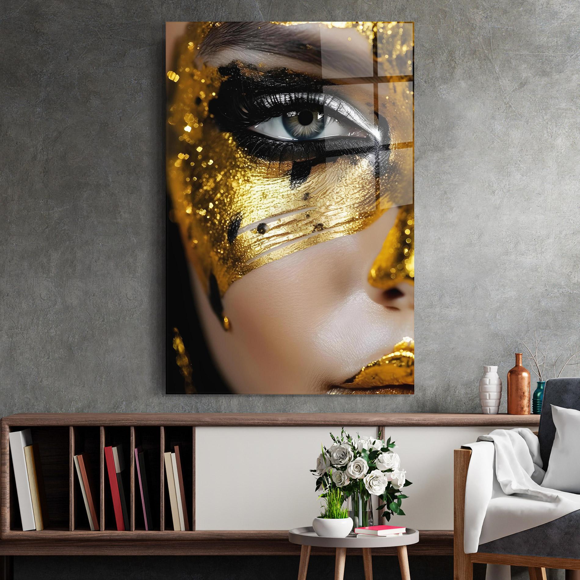 Tablou Sticla Grey Eye Makeup mockup 2