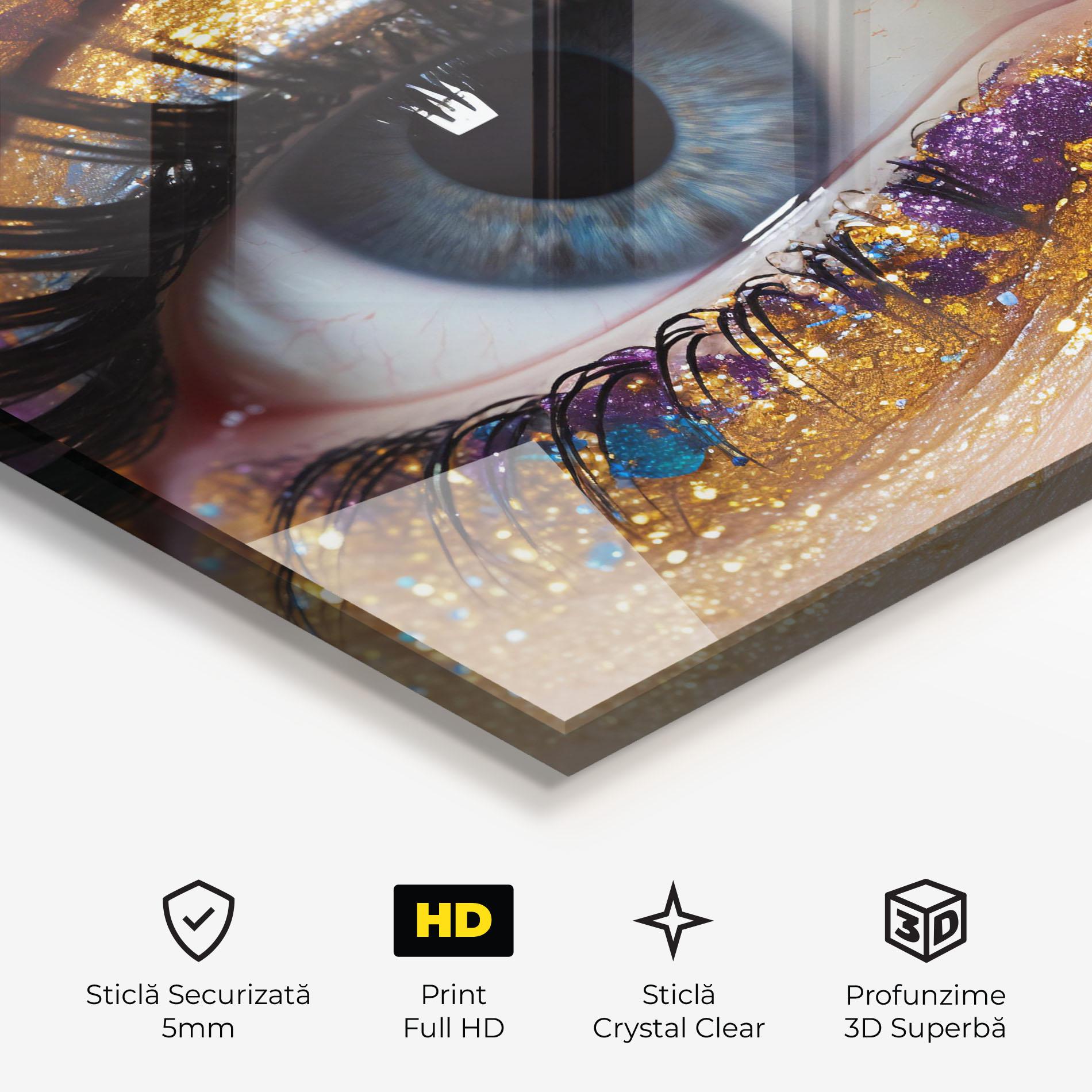 Tablou Sticla Blue Eye Make Up mockup 3