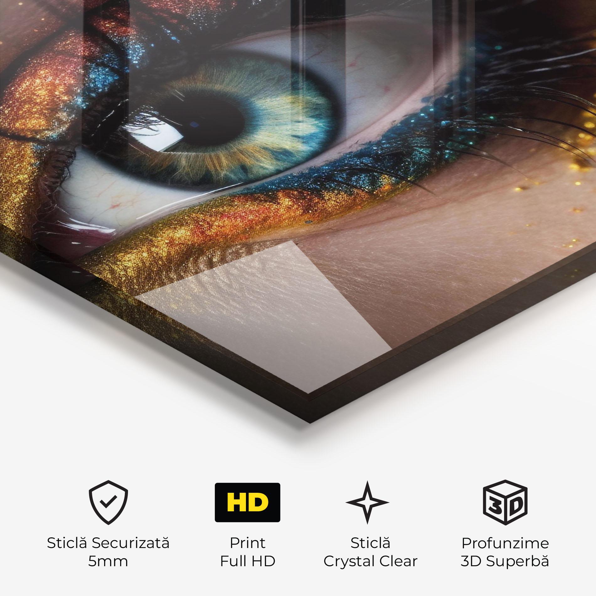 Tablou Sticla Blue Green Eye Makeup mockup 3