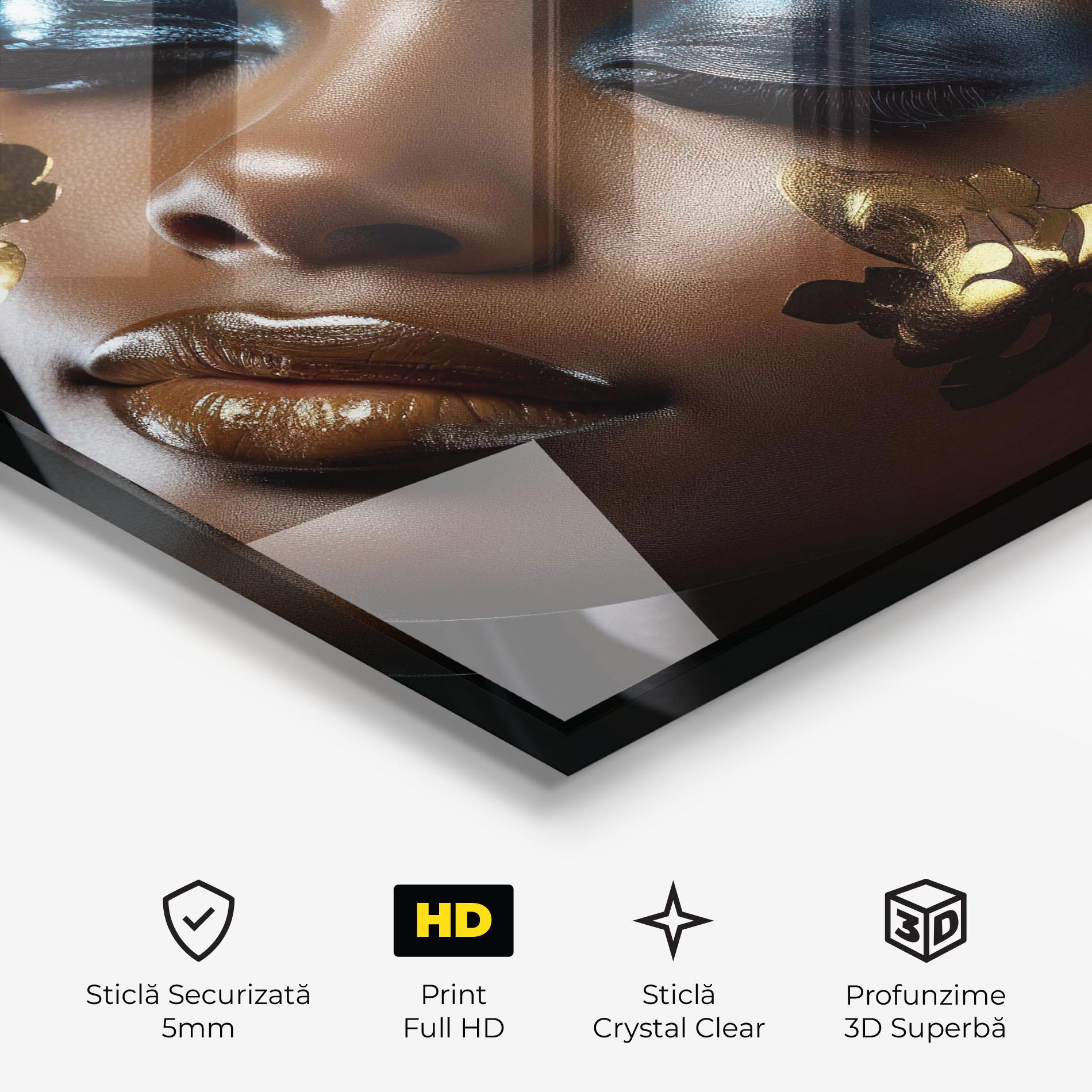 Tablou Sticla Dark Blue Makeup mockup 3