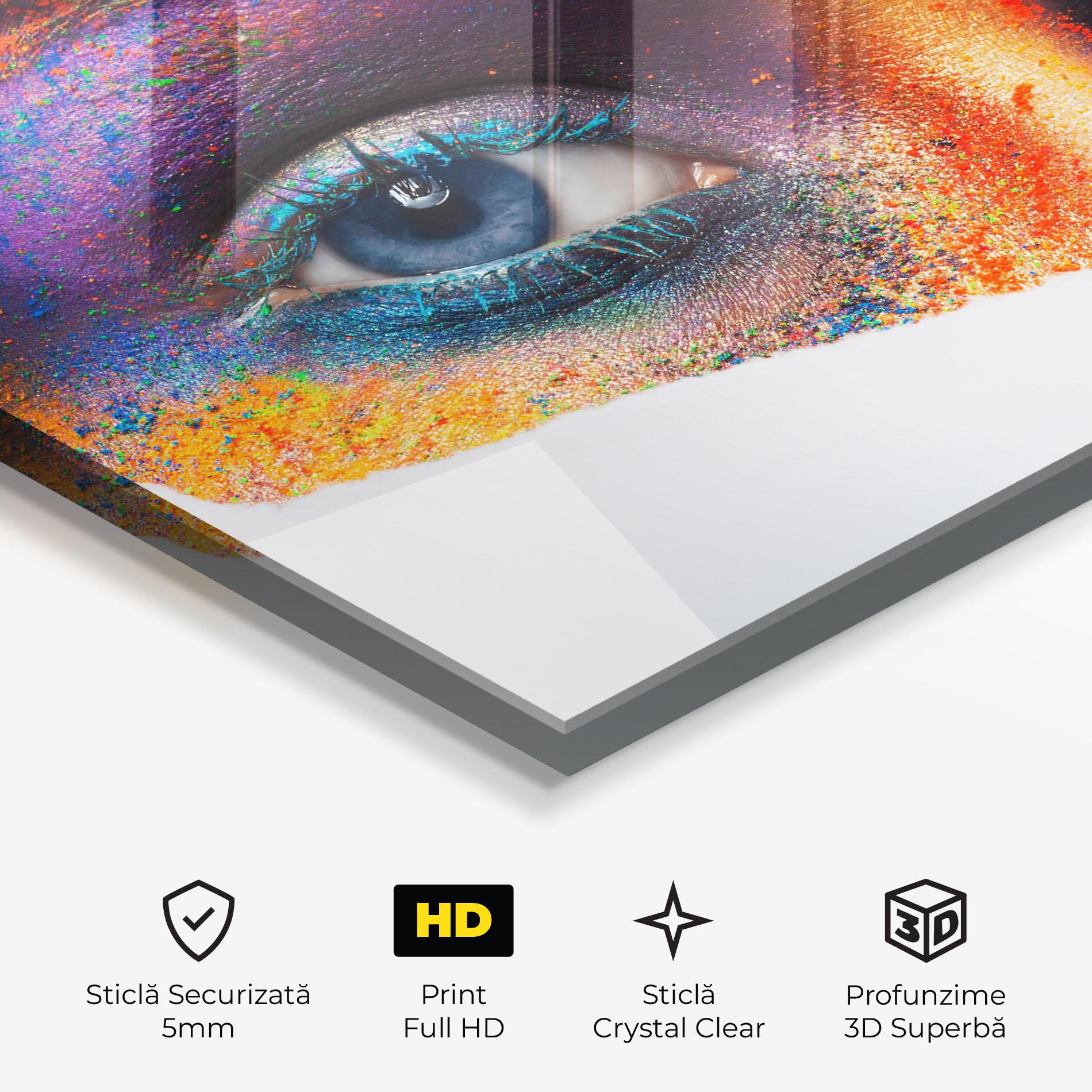 Tablou Sticla Female Colourful Makeup mockup 3