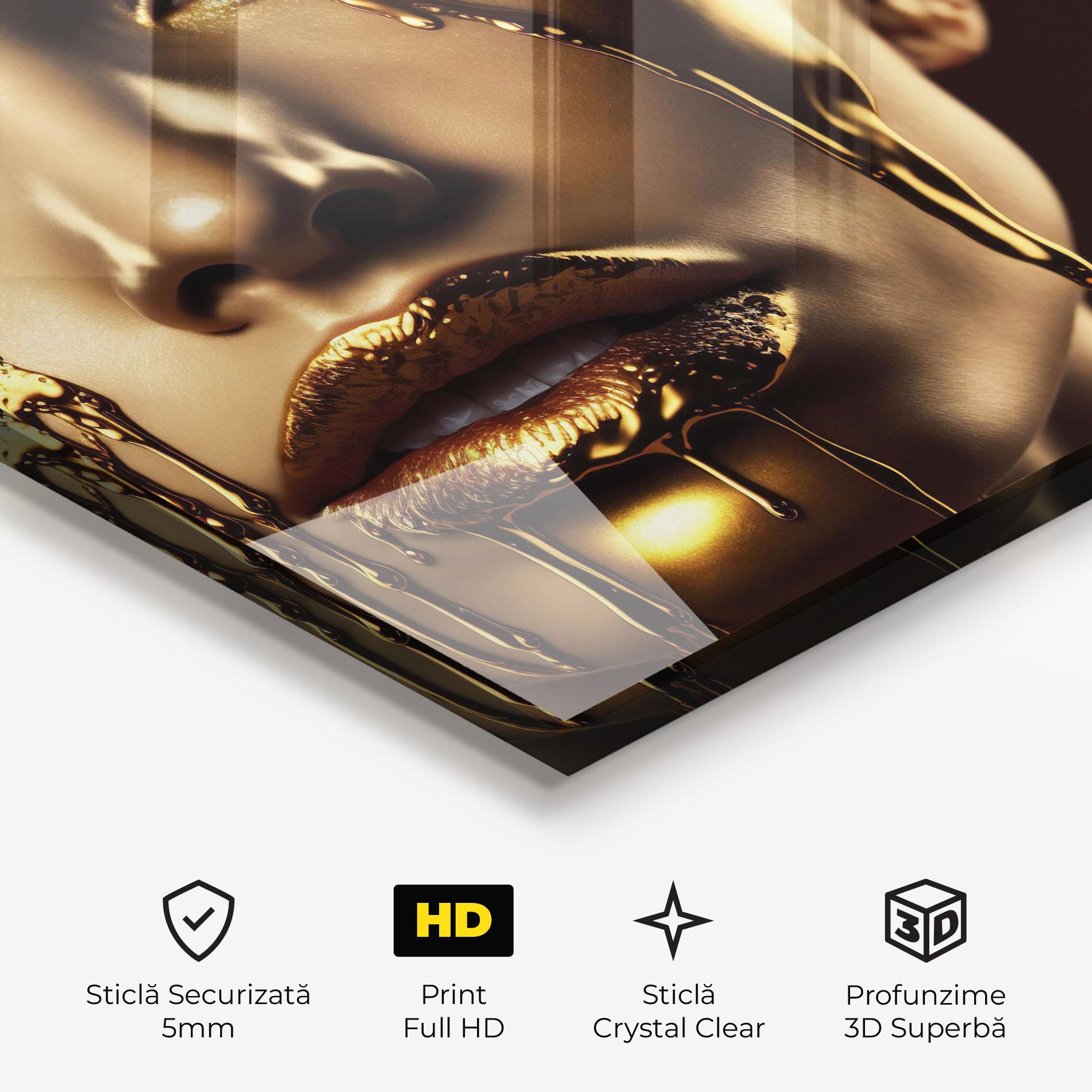 Tablou Sticla Gold Dripping Makeup mockup 3