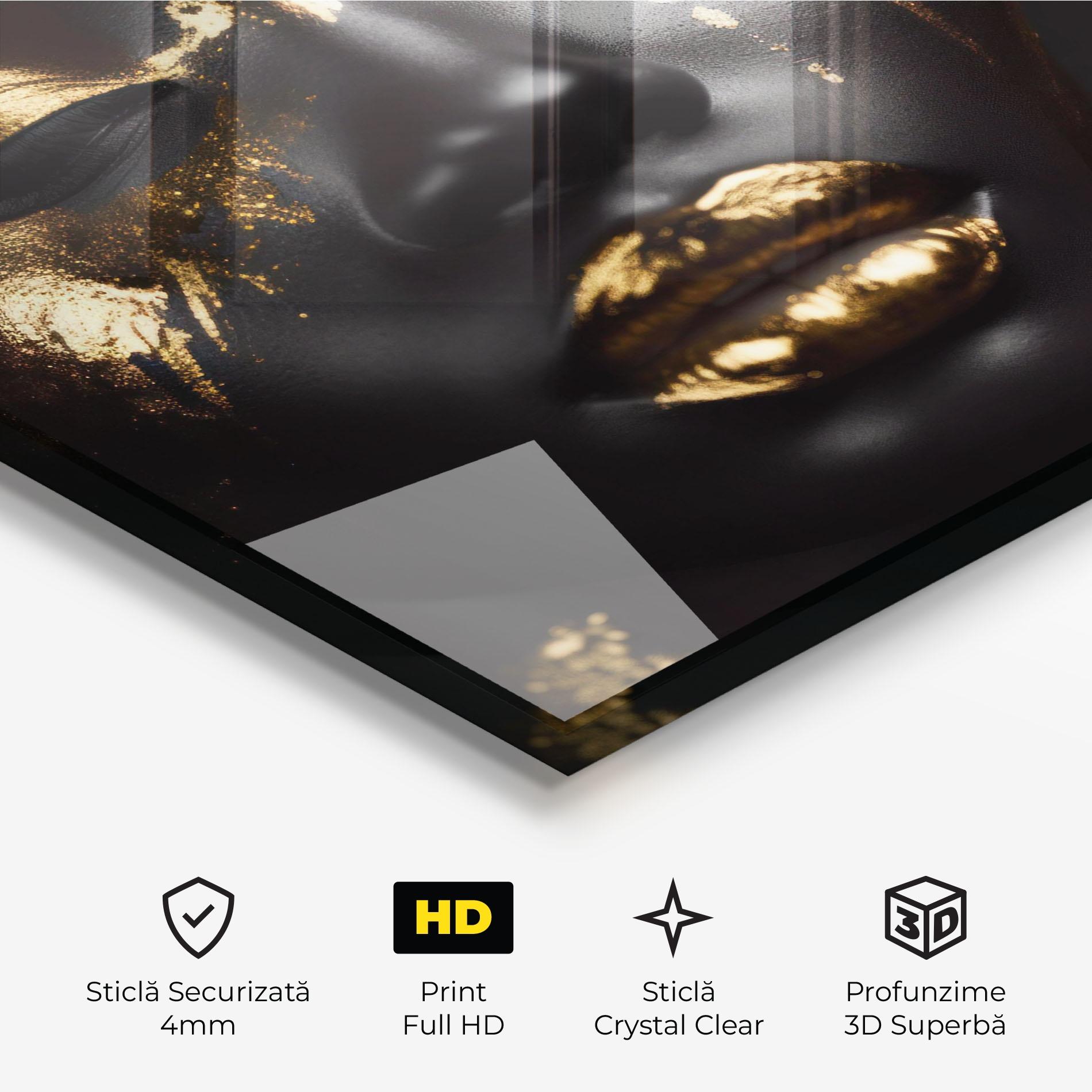 Tablou Sticla Gold Eyes Makeup mockup 3