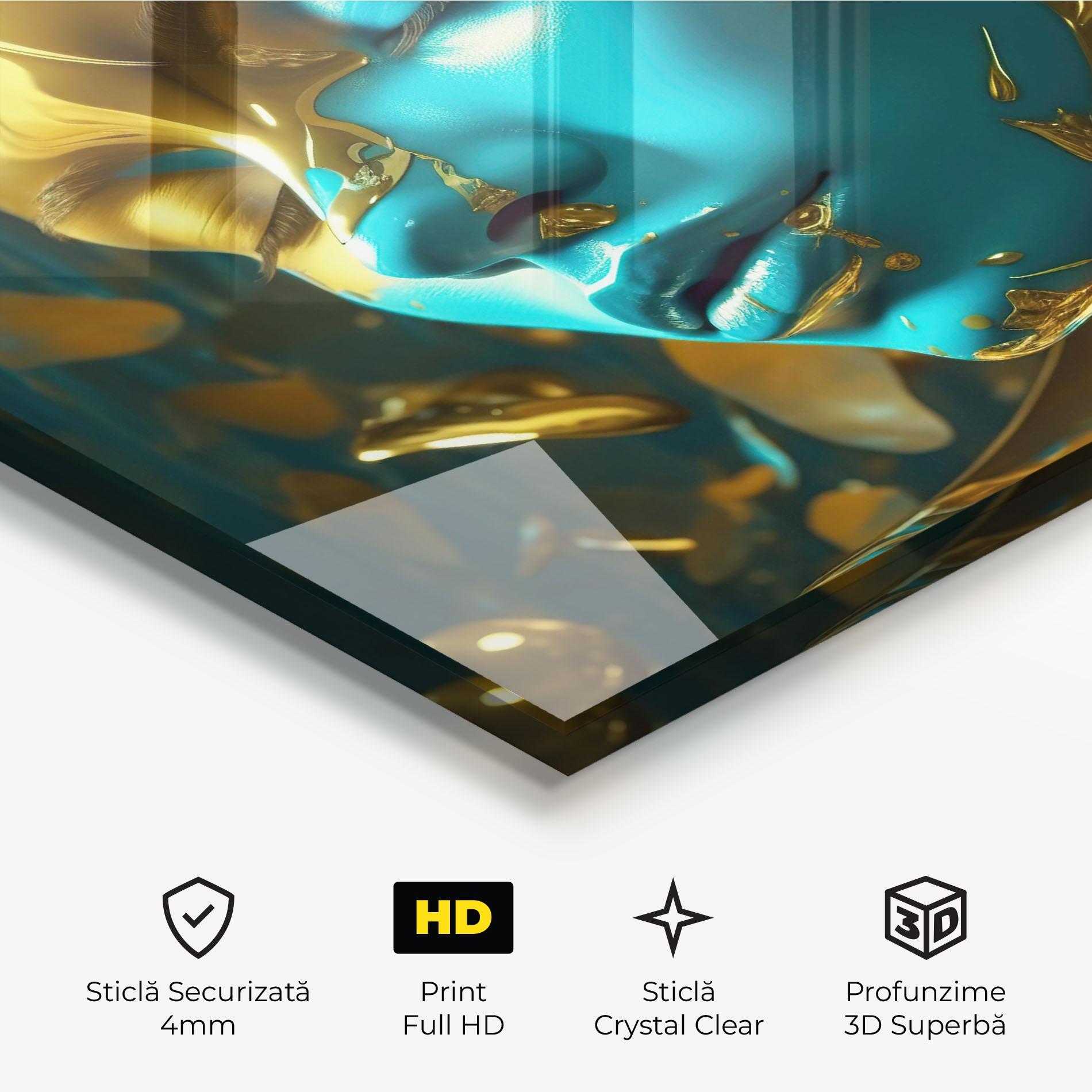 Tablou Sticla Golden Blue Makeup mockup 3