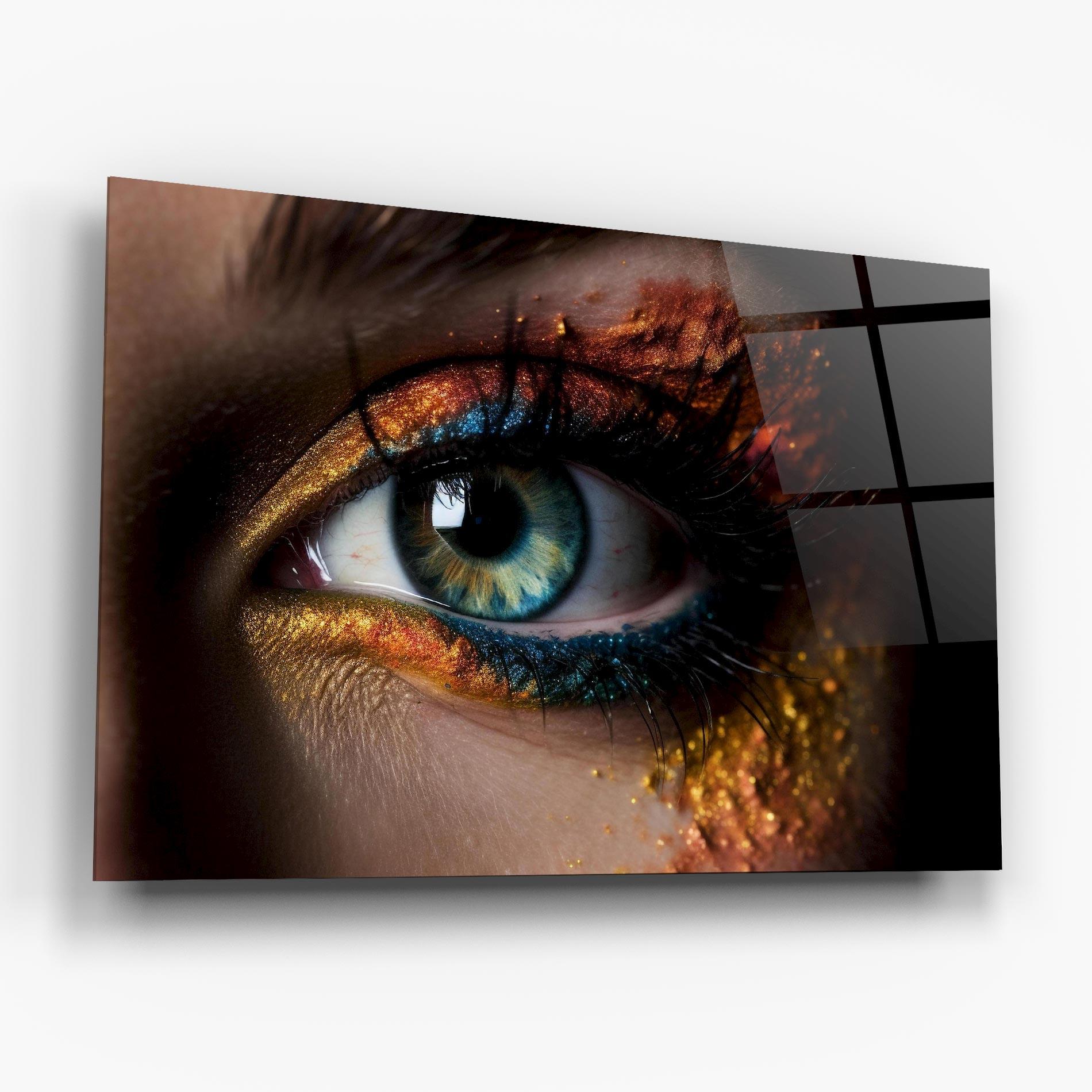 Tablou Sticla Blue Green Eye Makeup mockup 6