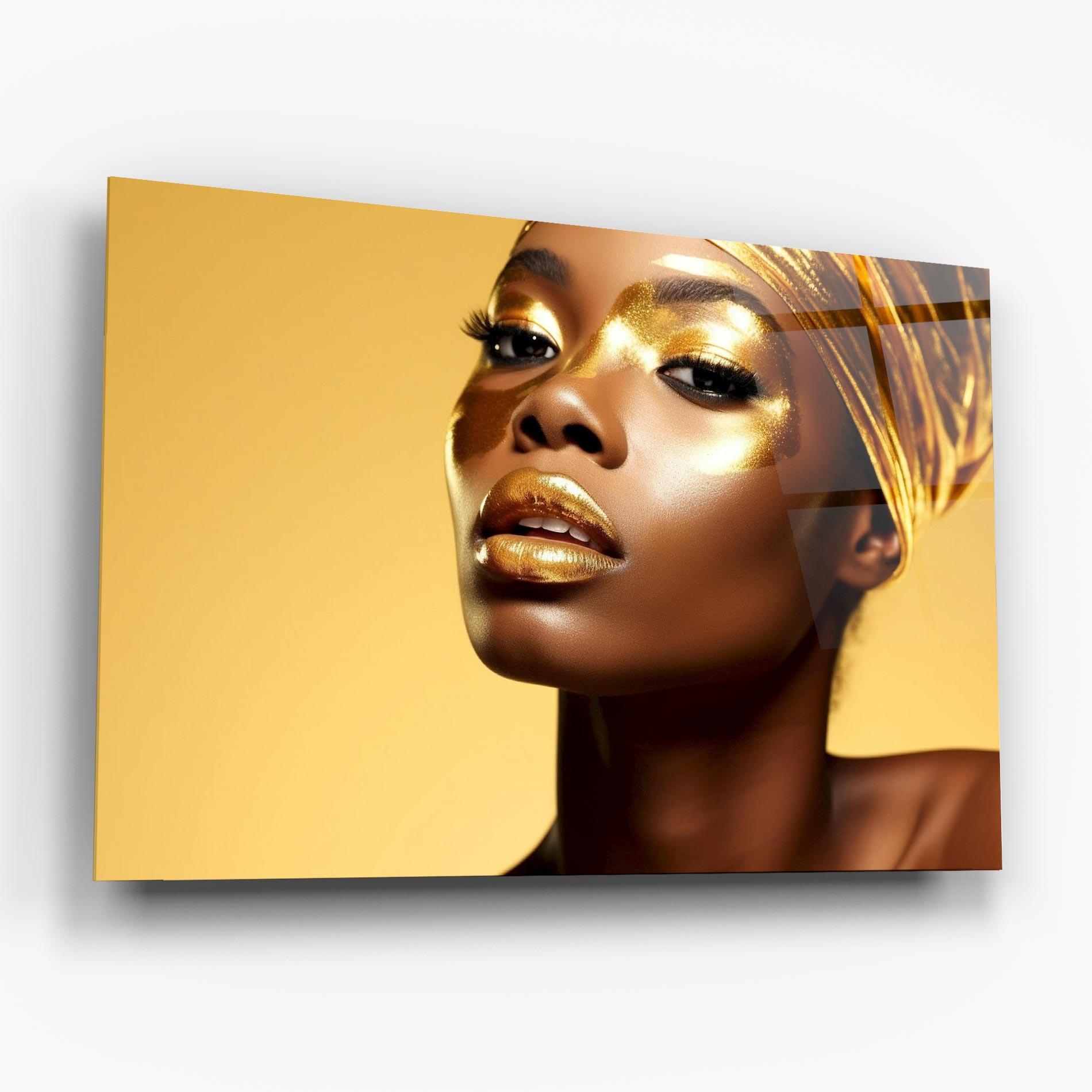 Tablou Sticla Gold Headdress mockup 6