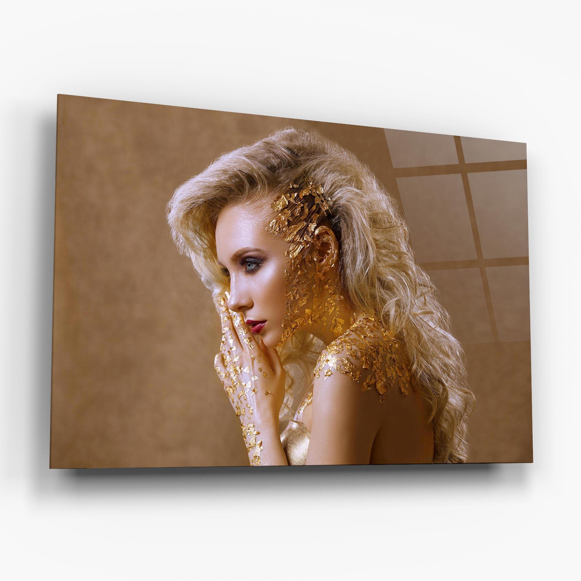 Tablou Sticla Gold Paper Makeup mockup 6