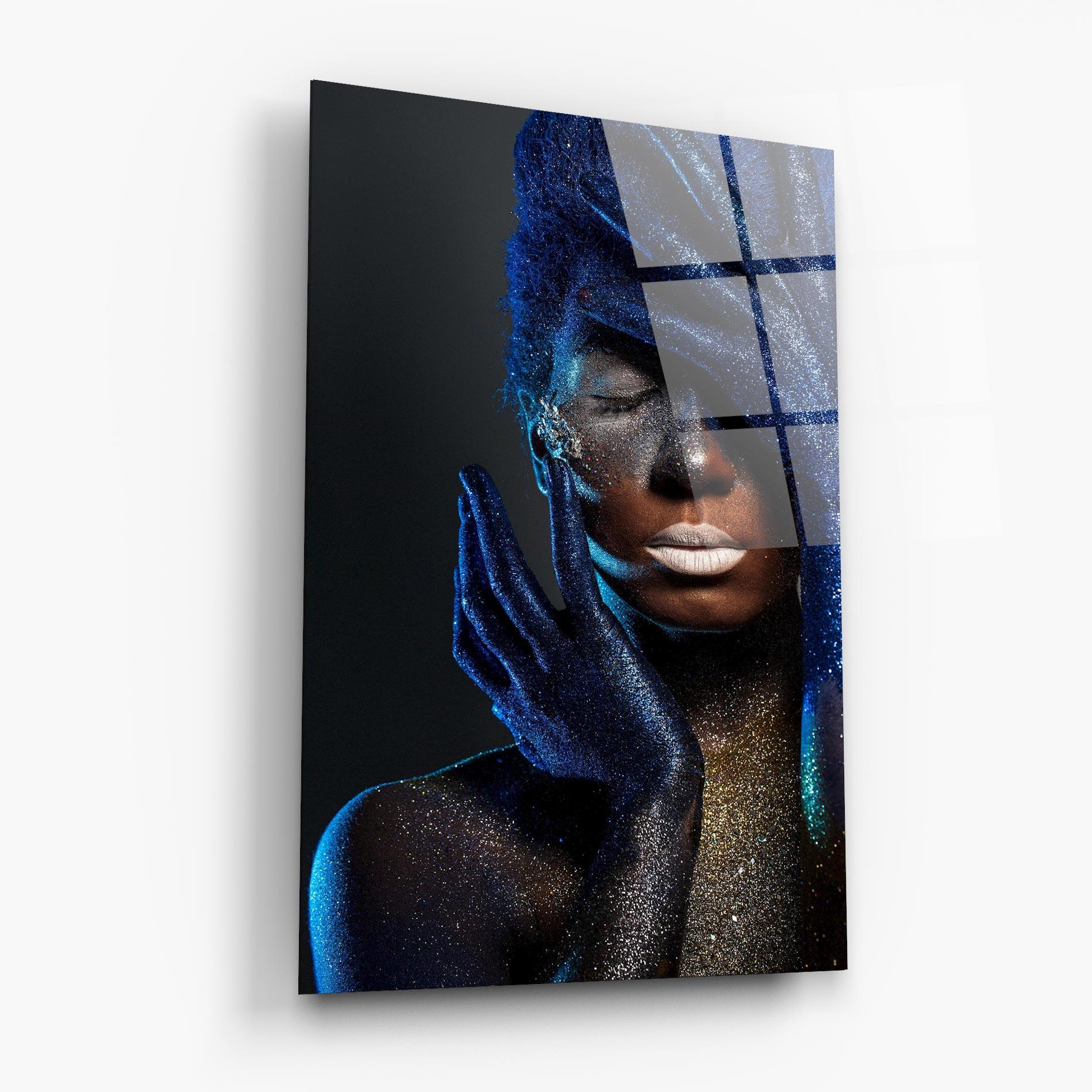 Tablou Sticla Blue Hair Hands mockup 6