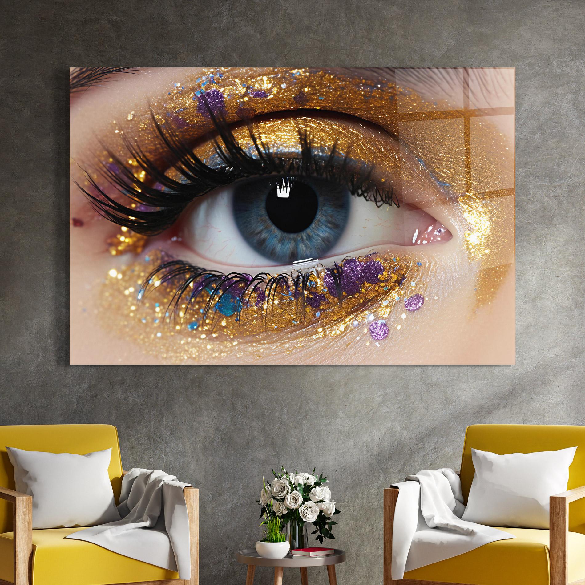 Tablou Sticla Blue Eye Make Up mockup 4