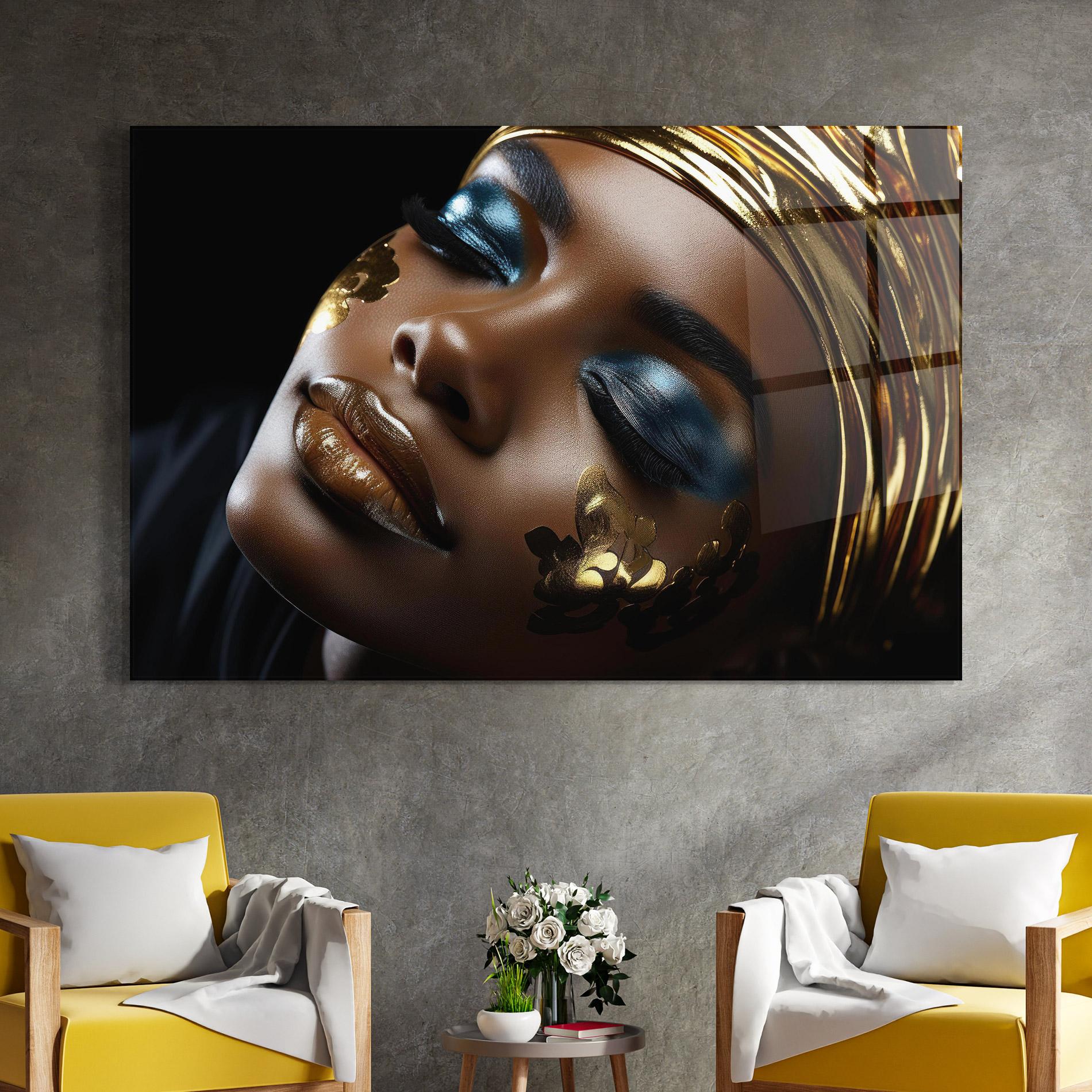 Tablou Sticla Dark Blue Makeup mockup 4